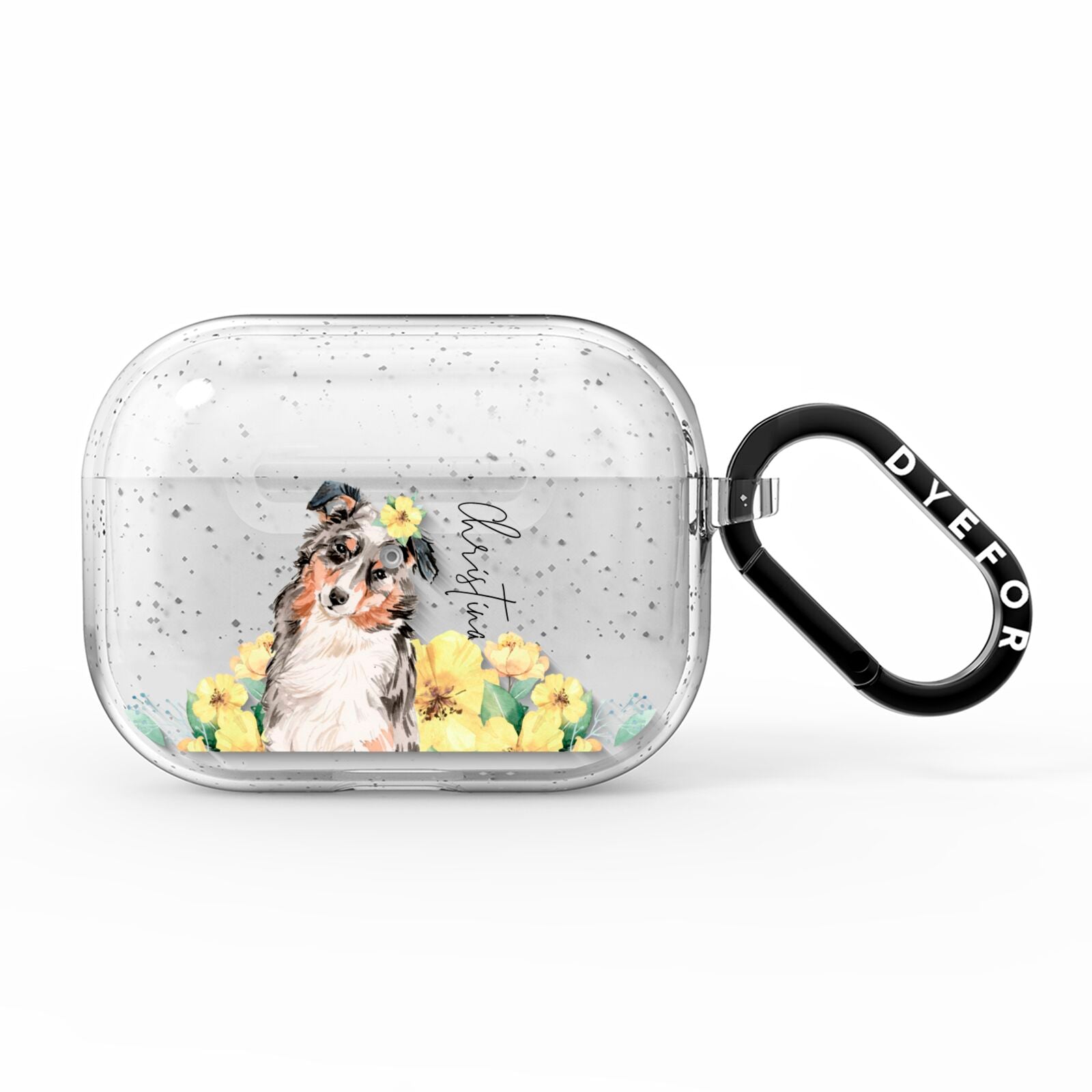 Personalised Australian Shepherd AirPods Pro Glitter Case