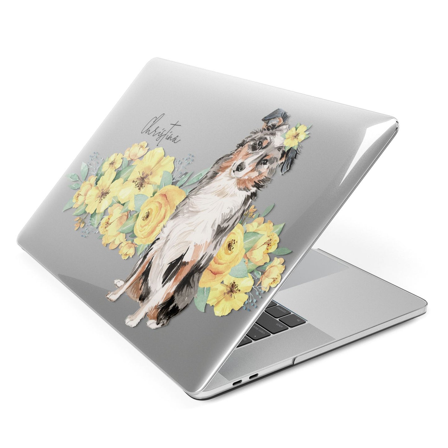 Personalised Australian Shepherd Apple MacBook Case Side View
