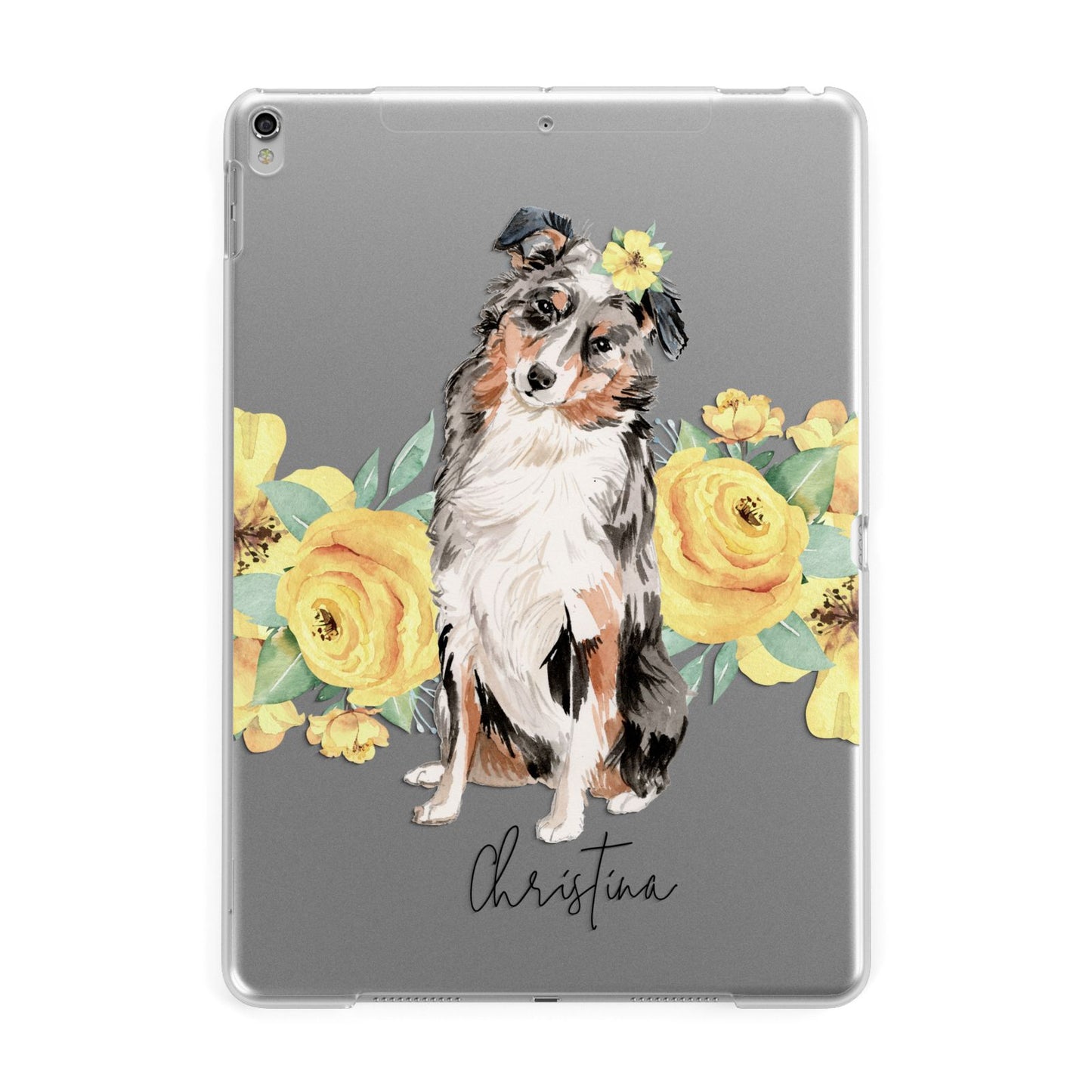 Personalised Australian Shepherd Apple iPad Silver Case