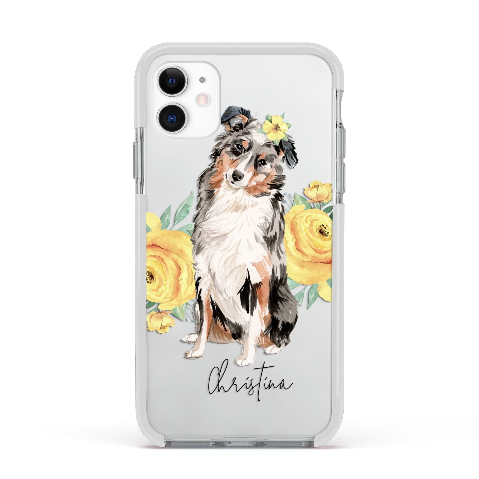 Personalised Australian Shepherd Apple iPhone 11 in White with White Impact Case