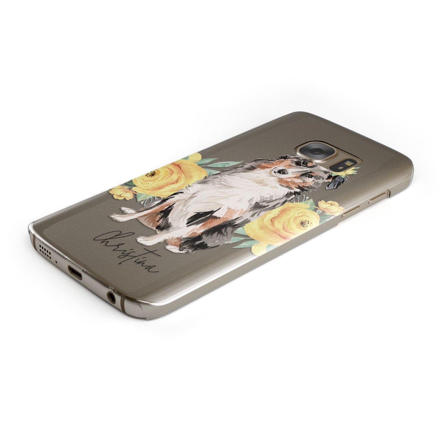 Personalised Australian Shepherd Protective Samsung Galaxy Case Angled Image