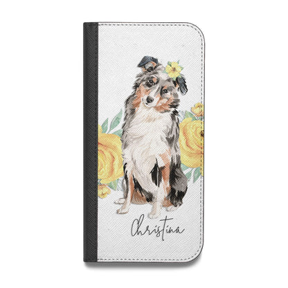 Personalised Australian Shepherd Vegan Leather Flip Samsung Case