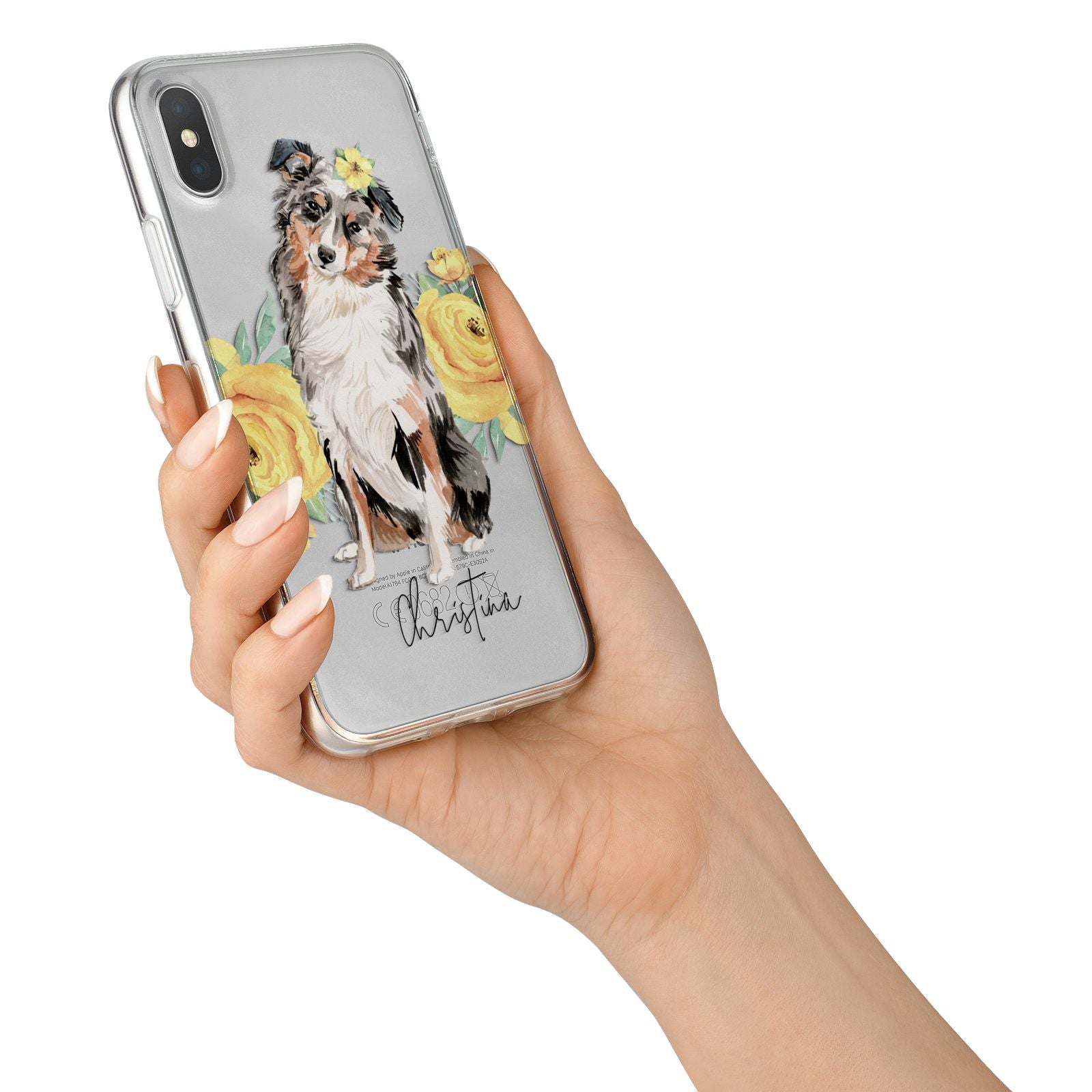 Personalised Australian Shepherd iPhone X Bumper Case on Silver iPhone Alternative Image 2