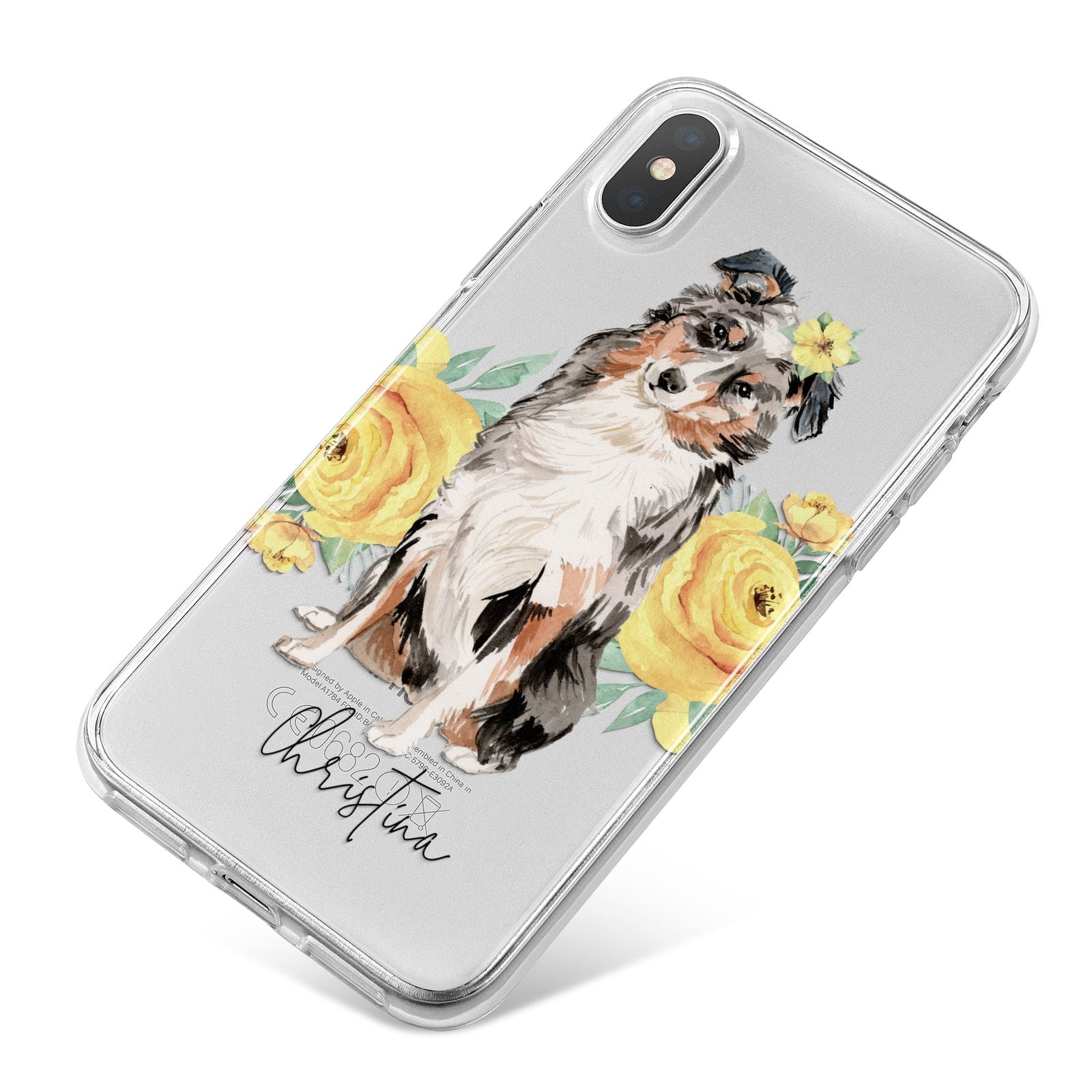 Personalised Australian Shepherd iPhone X Bumper Case on Silver iPhone