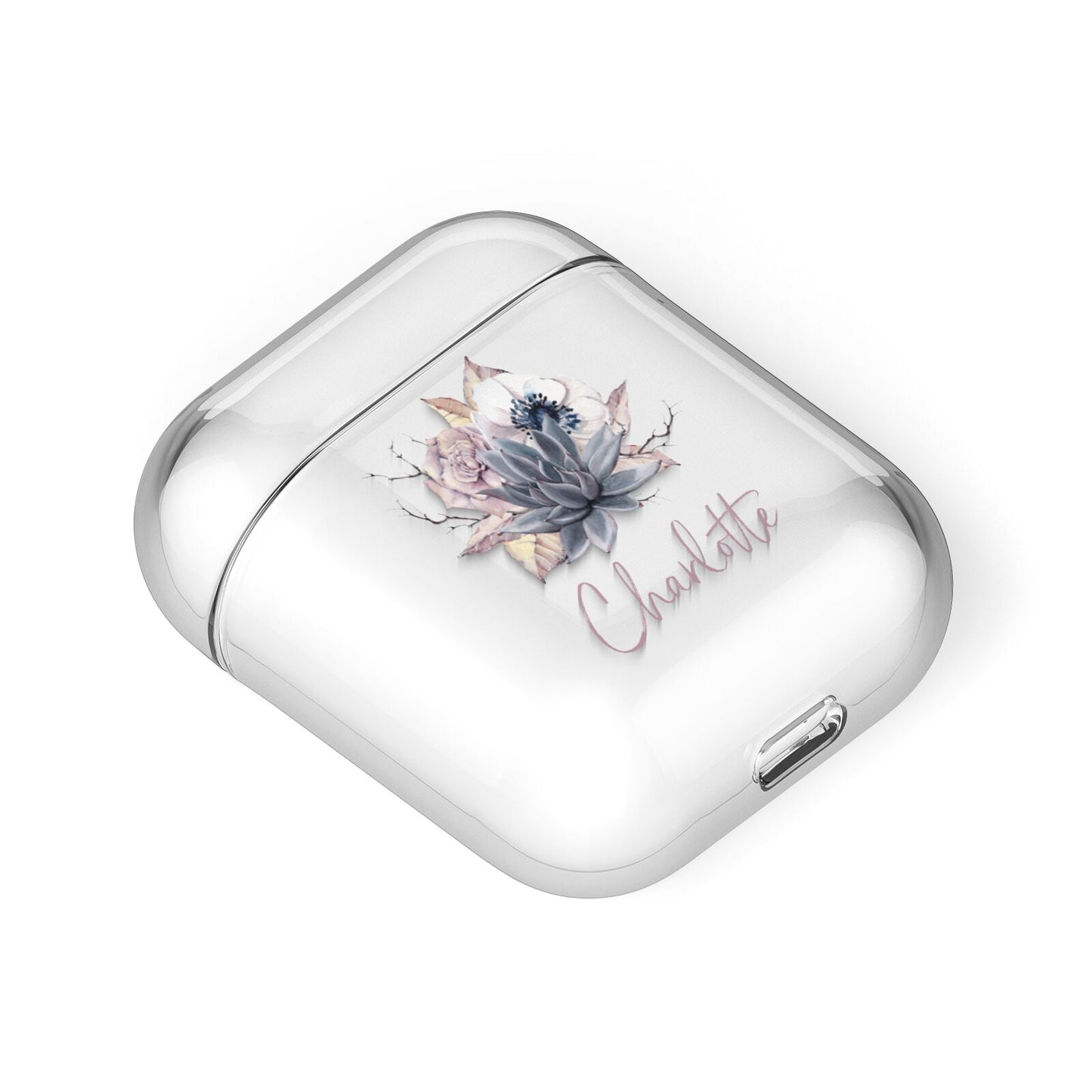 Personalised Autumn Floral AirPods Case Laid Flat