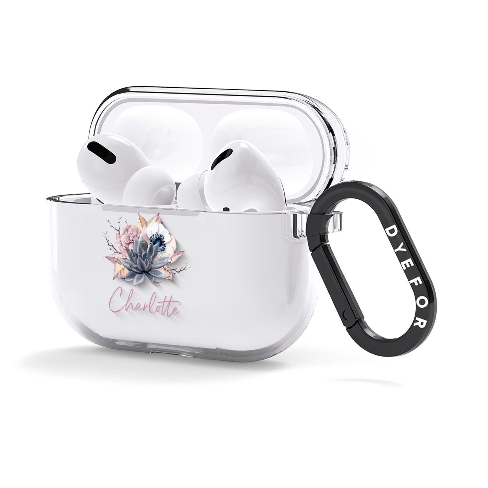 Personalised Autumn Floral AirPods Clear Case 3rd Gen Side Image