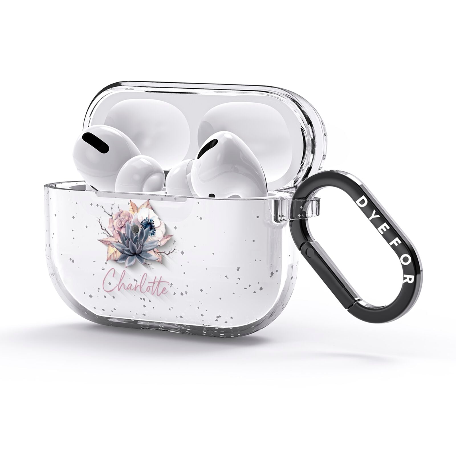 Personalised Autumn Floral AirPods Glitter Case 3rd Gen Side Image