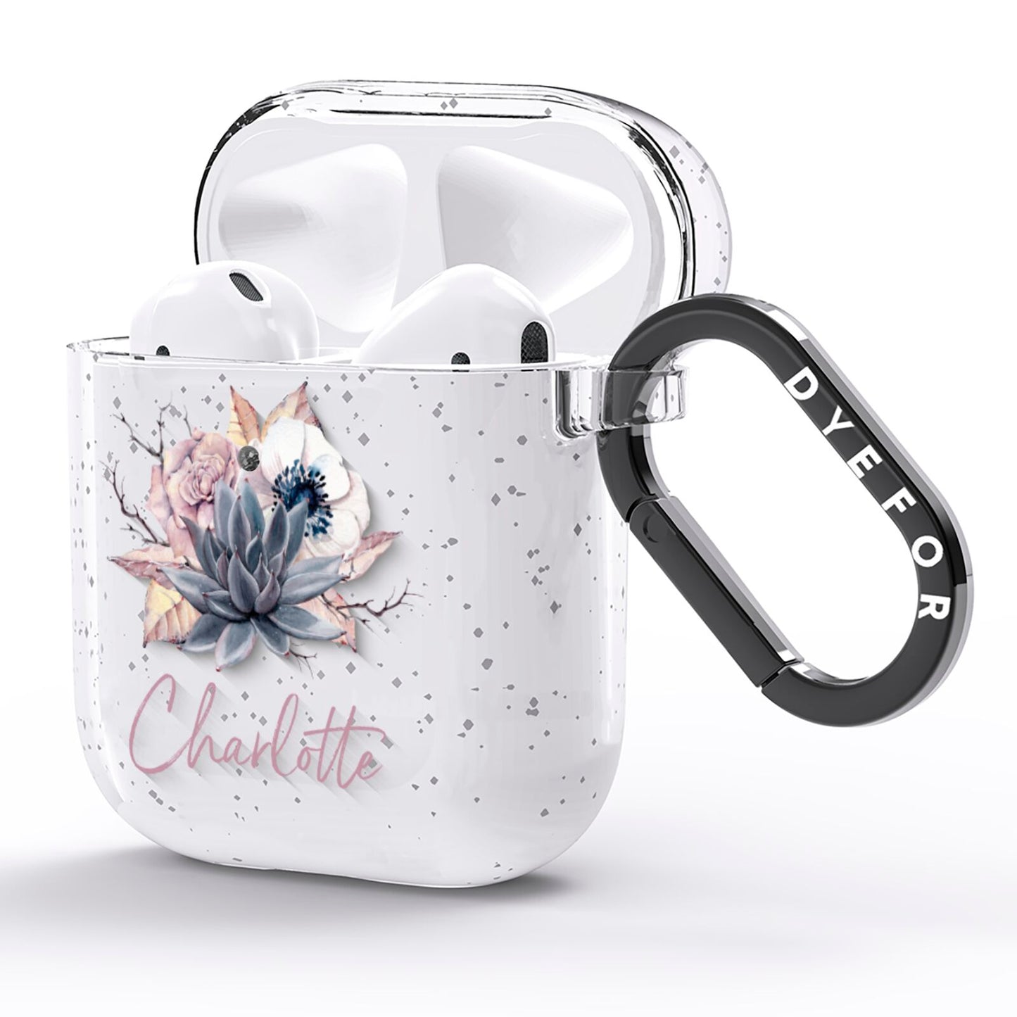 Personalised Autumn Floral AirPods Glitter Case Side Image