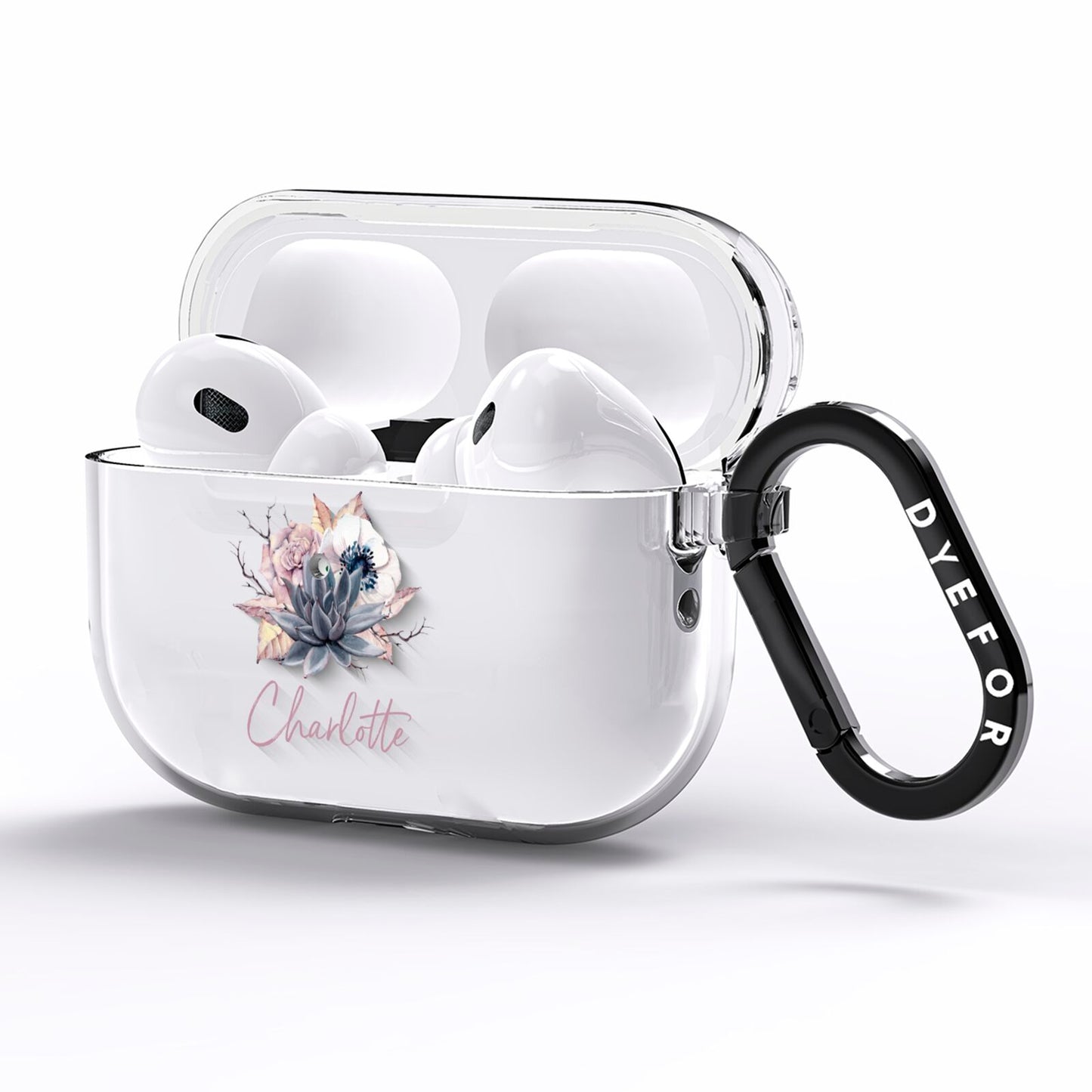 Personalised Autumn Floral AirPods Pro Clear Case Side Image