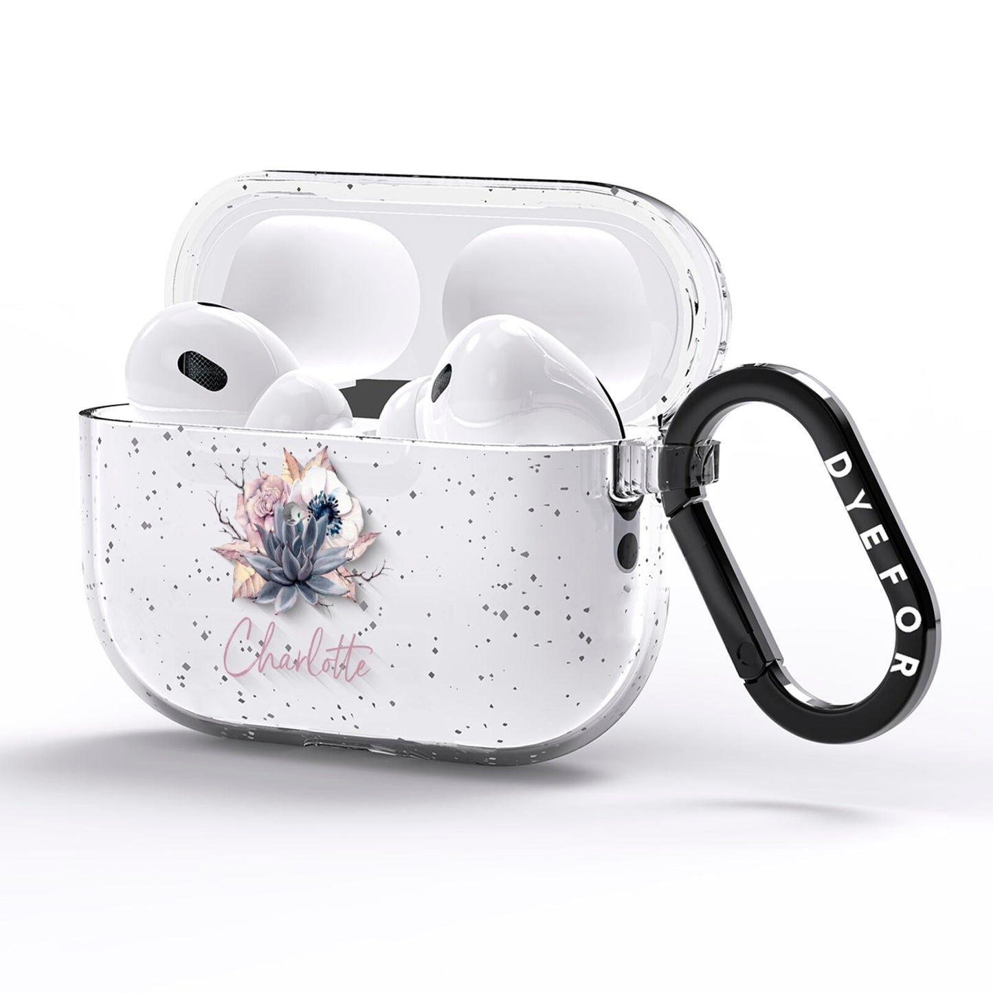 Personalised Autumn Floral AirPods Pro Glitter Case Side Image