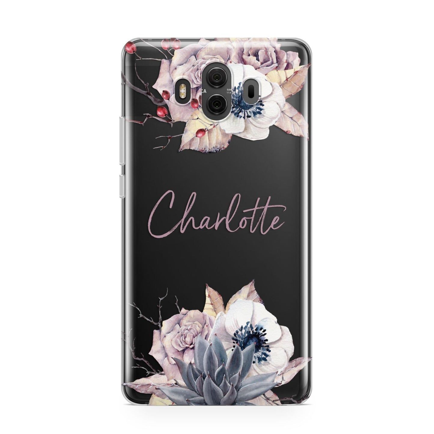 Personalised Autumn Floral Huawei Mate 10 Protective Phone Case