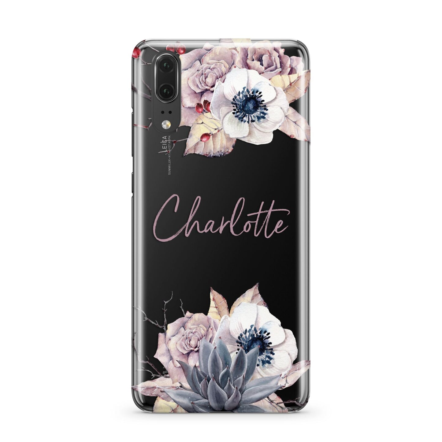 Personalised Autumn Floral Huawei P20 Phone Case