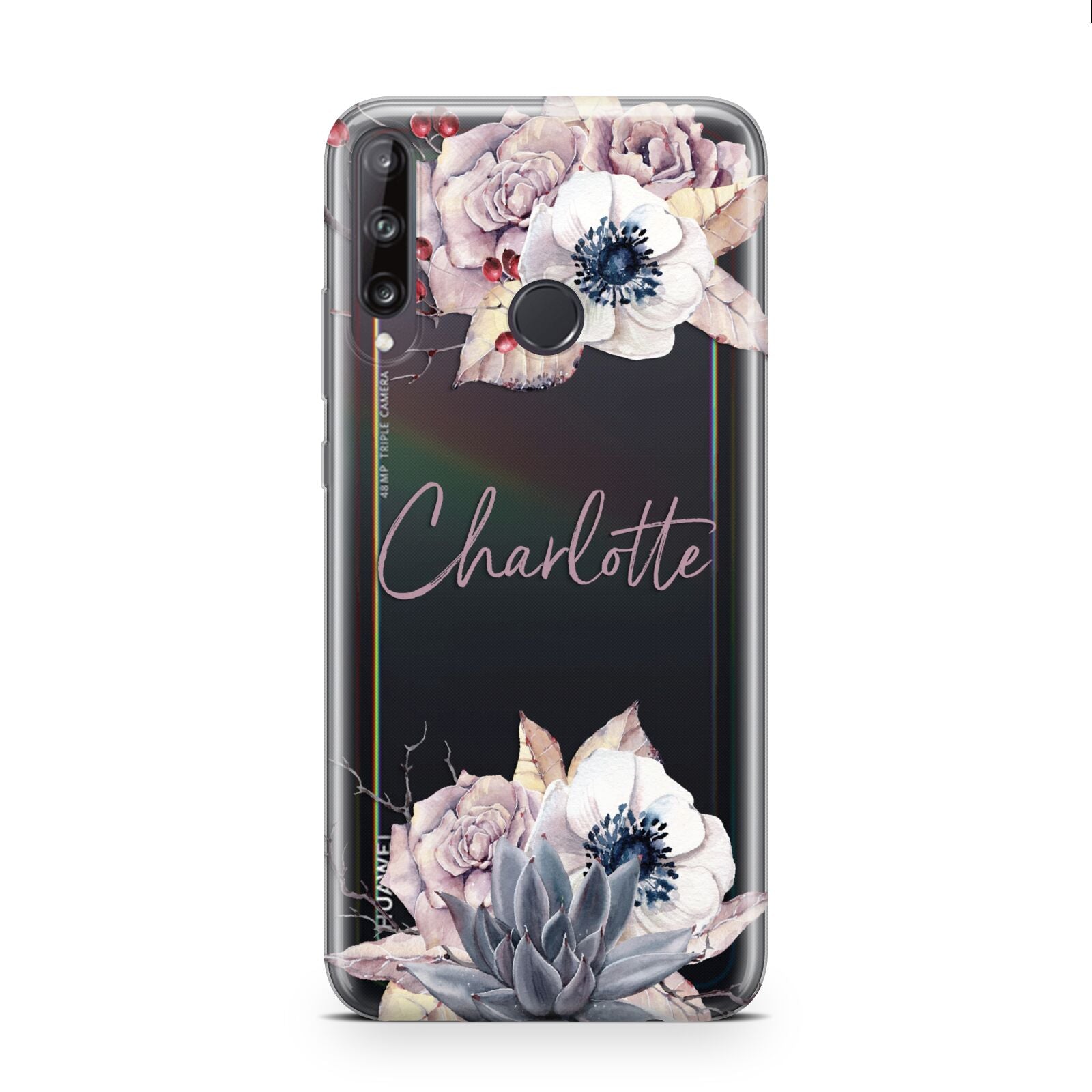 Personalised Autumn Floral Huawei P40 Lite E Phone Case