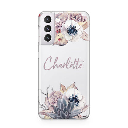 Personalised Autumn Floral Samsung S21 Case