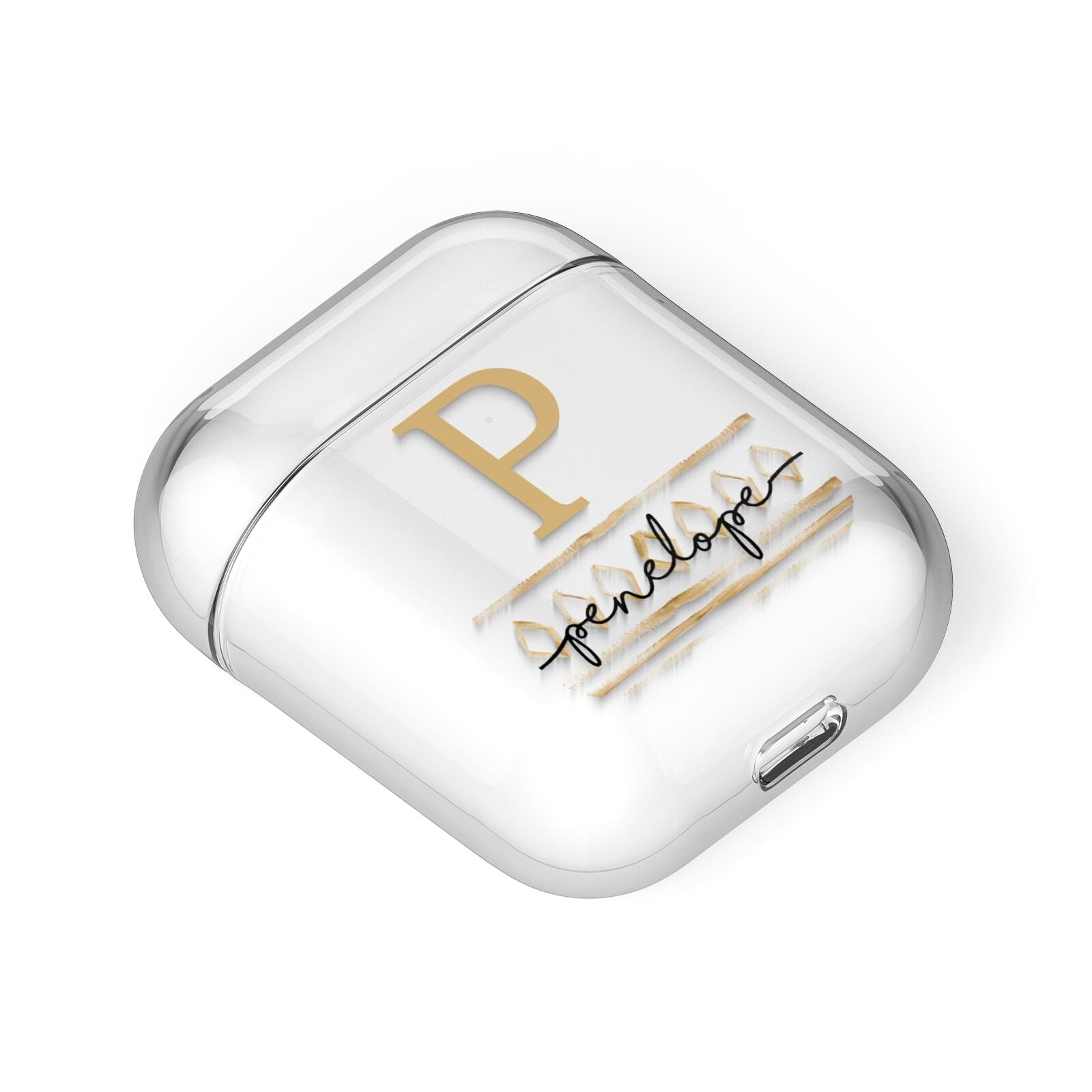 Personalised Aztec Gold AirPods Case Laid Flat