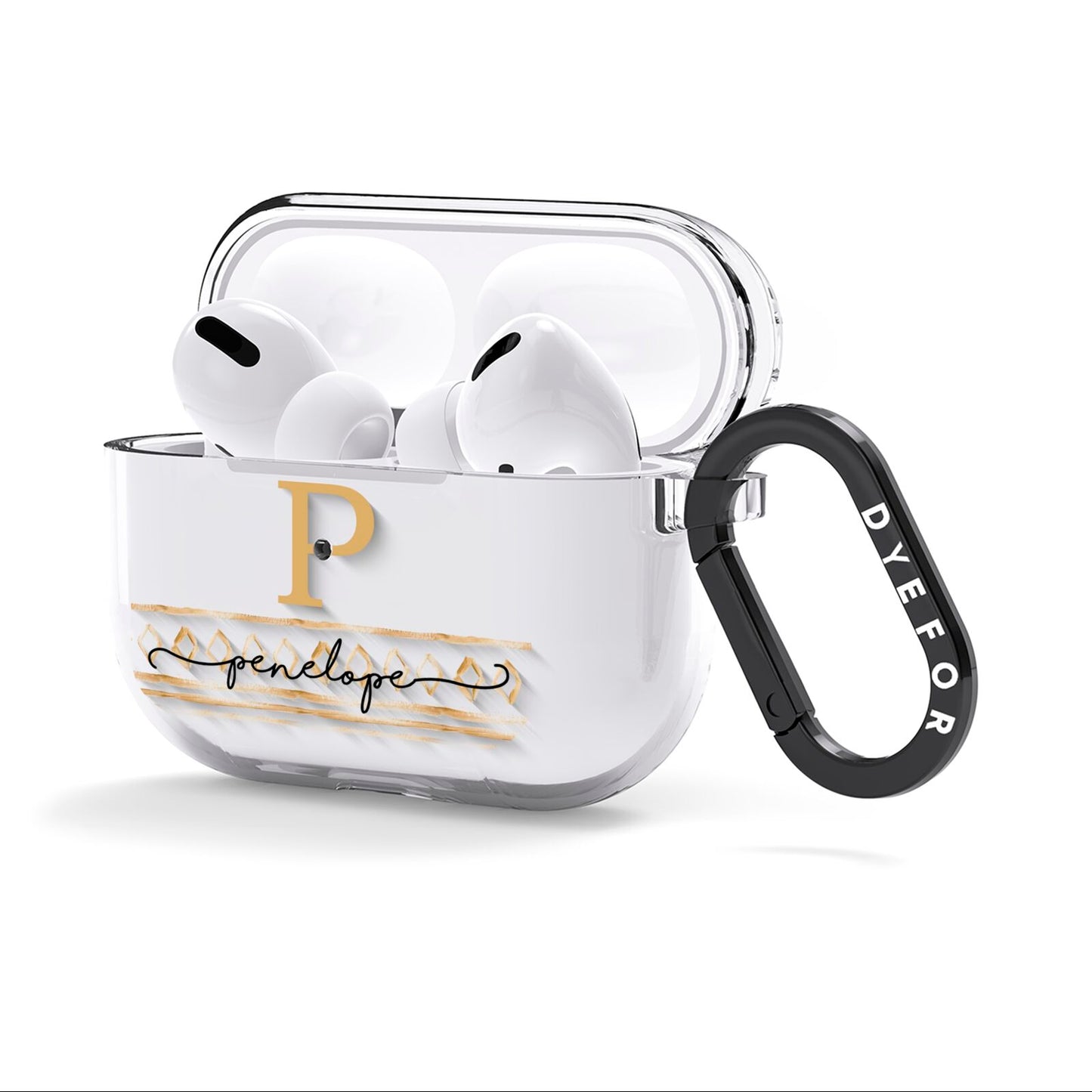 Personalised Aztec Gold AirPods Clear Case 3rd Gen Side Image