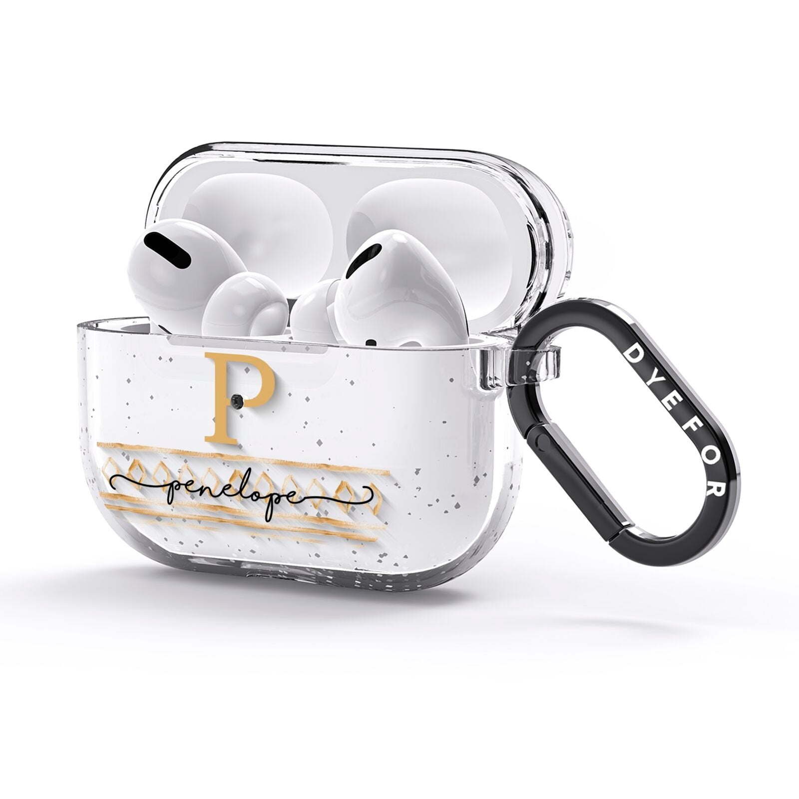 Personalised Aztec Gold AirPods Glitter Case 3rd Gen Side Image