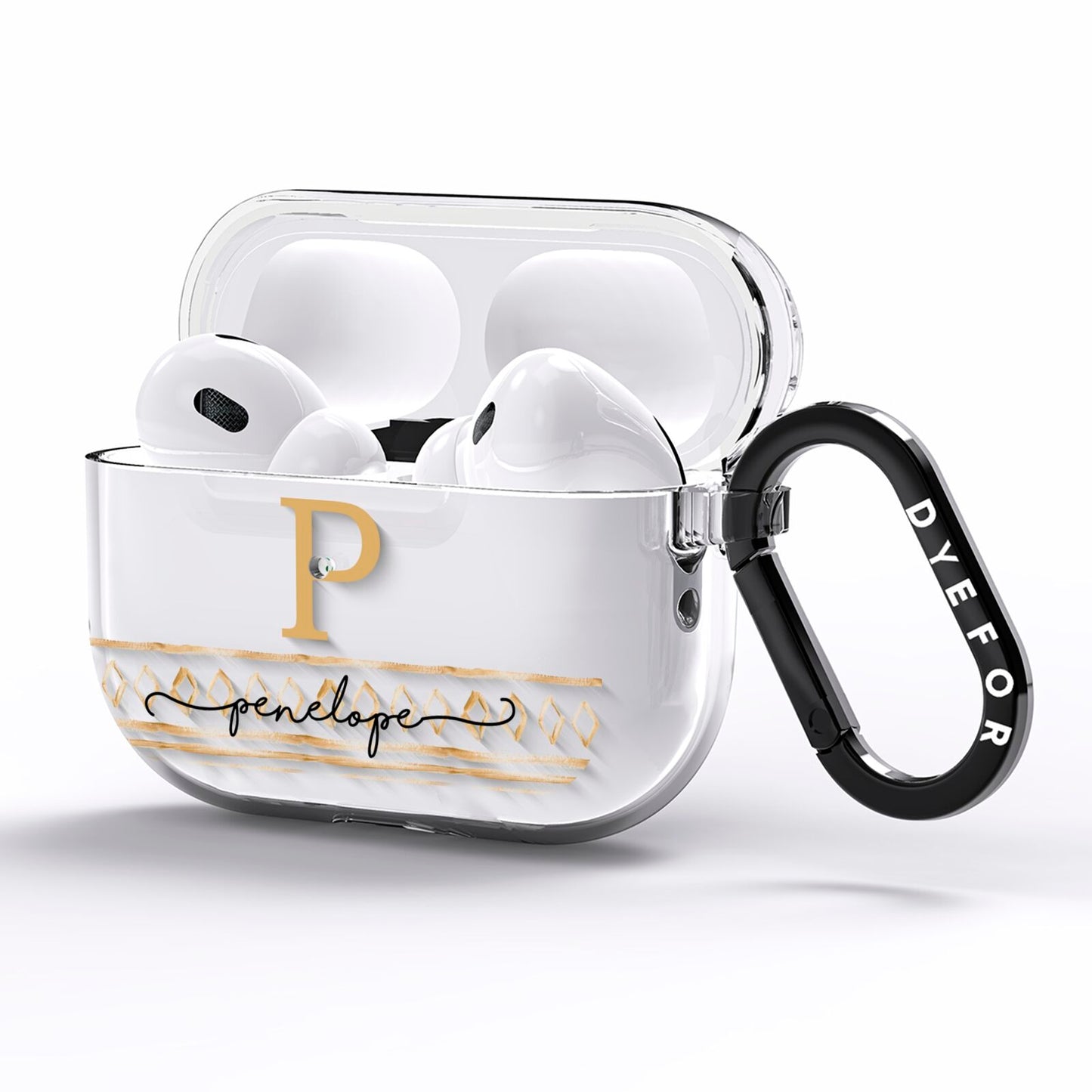 Personalised Aztec Gold AirPods Pro Clear Case Side Image