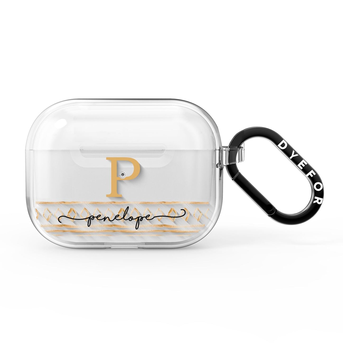 Personalised Aztec Gold AirPods Pro Clear Case