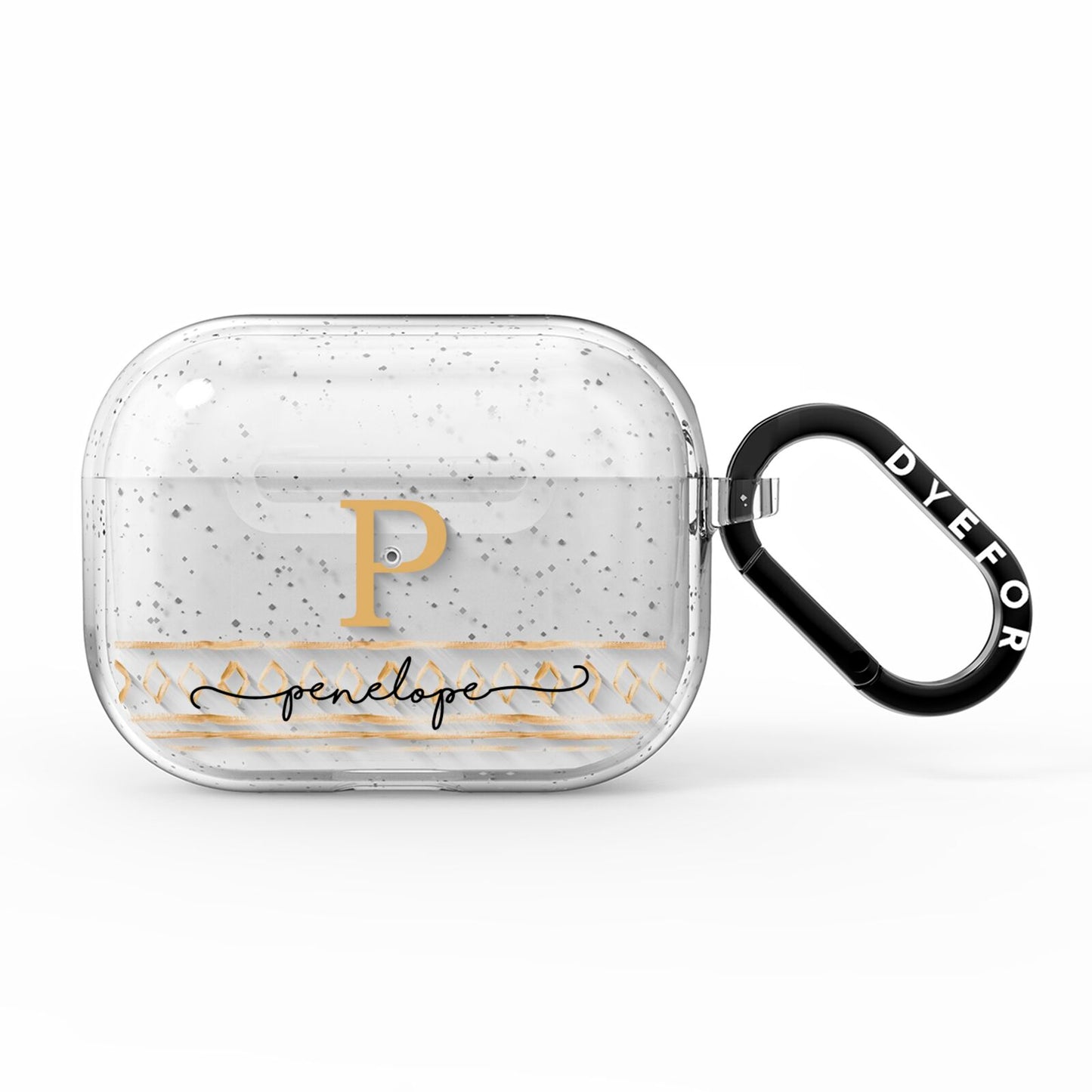 Personalised Aztec Gold AirPods Pro Glitter Case