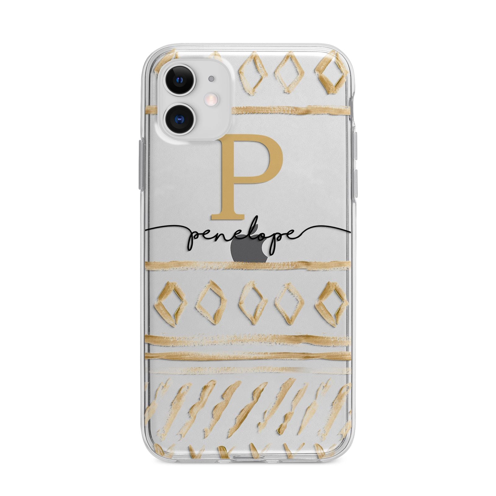 Personalised Aztec Gold Apple iPhone 11 in White with Bumper Case