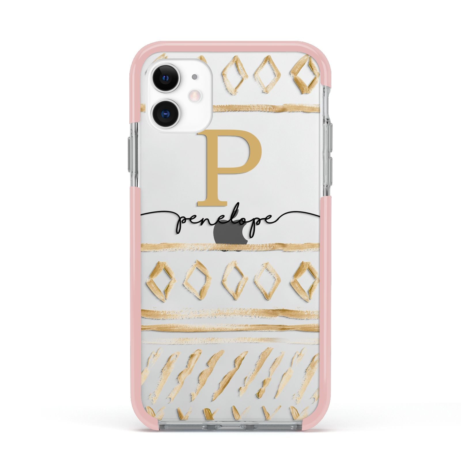 Personalised Aztec Gold Apple iPhone 11 in White with Pink Impact Case