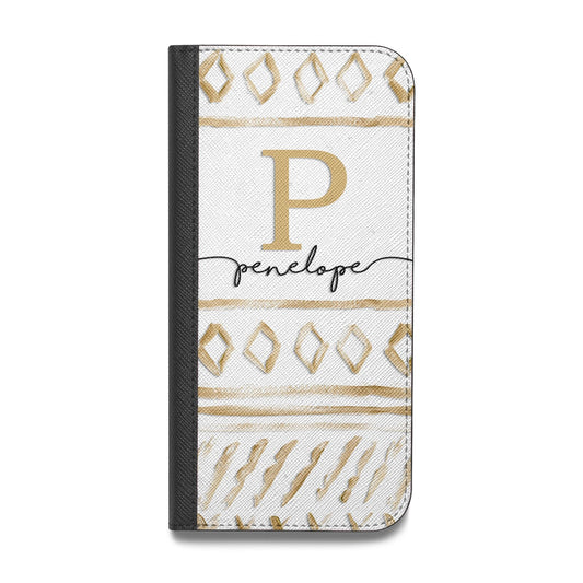 Personalised Aztec Gold Vegan Leather Flip iPhone Case