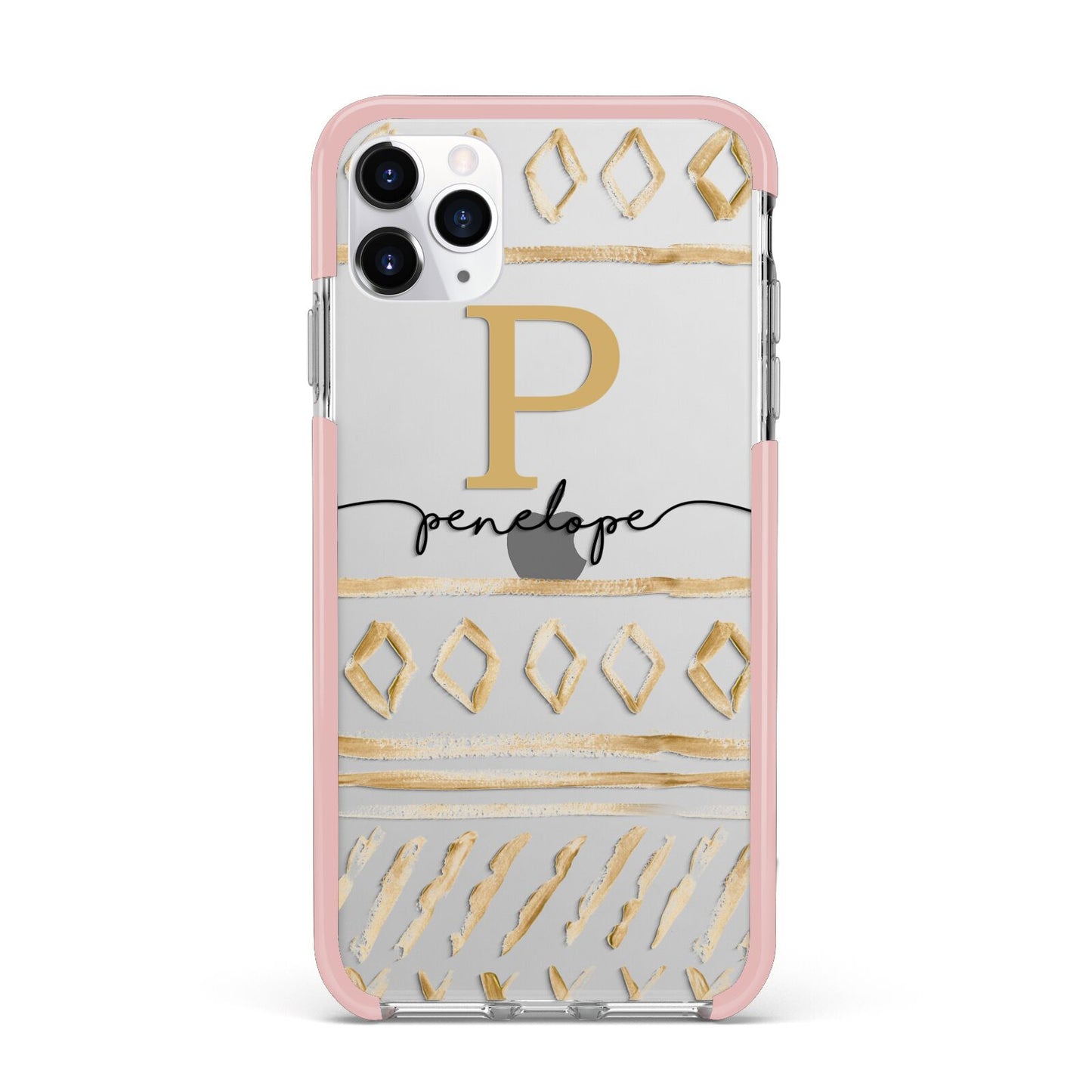 Personalised Aztec Gold iPhone 11 Pro Max Impact Pink Edge Case