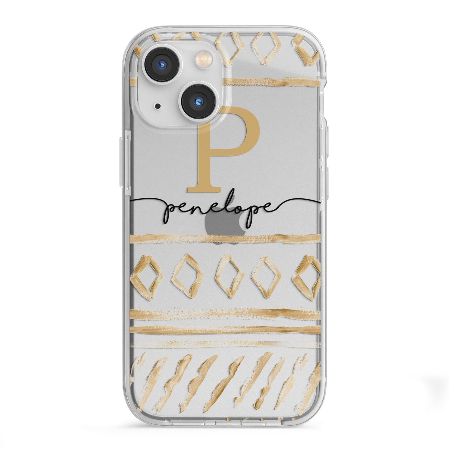 Personalised Aztec Gold iPhone 13 Mini TPU Impact Case with White Edges