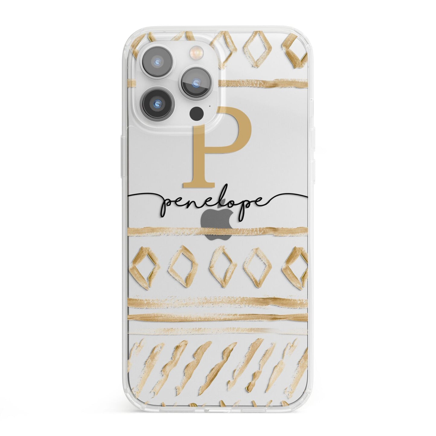 Personalised Aztec Gold iPhone 13 Pro Max Clear Bumper Case