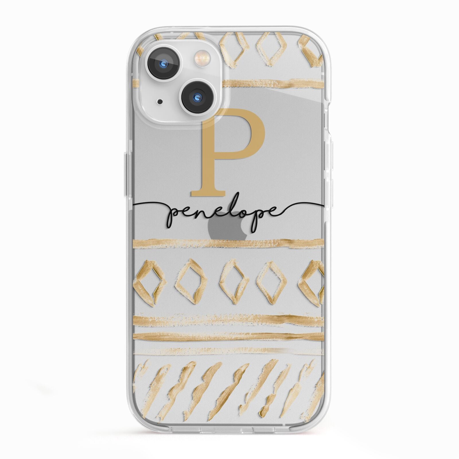 Personalised Aztec Gold iPhone 13 TPU Impact Case with White Edges