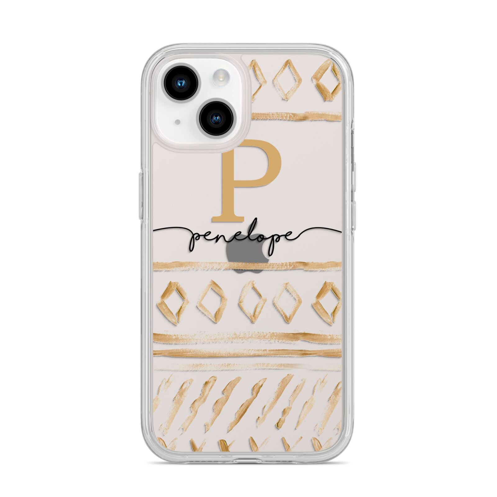 Personalised Aztec Gold iPhone 14 Clear Tough Case Starlight