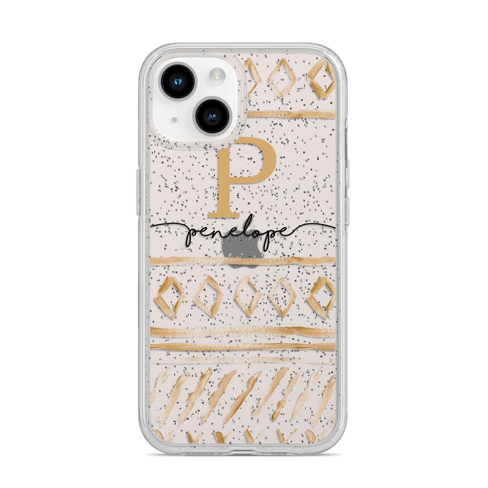 Personalised Aztec Gold iPhone 14 Glitter Tough Case Starlight