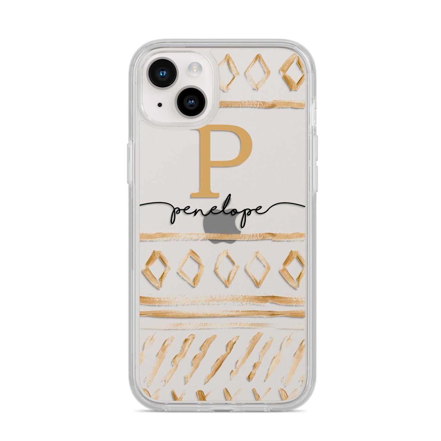 Personalised Aztec Gold iPhone 14 Plus Clear Tough Case Starlight