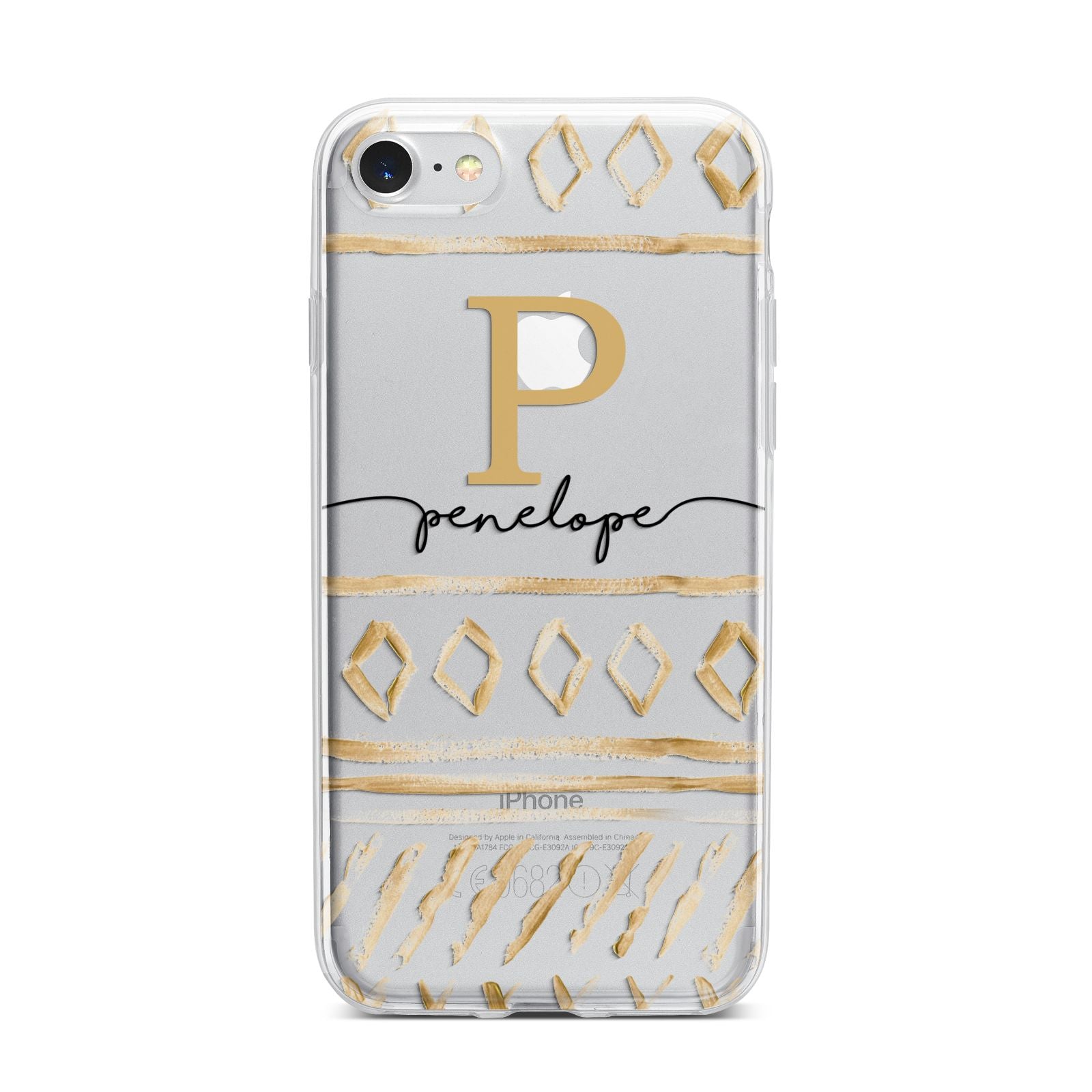 Personalised Aztec Gold iPhone 7 Bumper Case on Silver iPhone