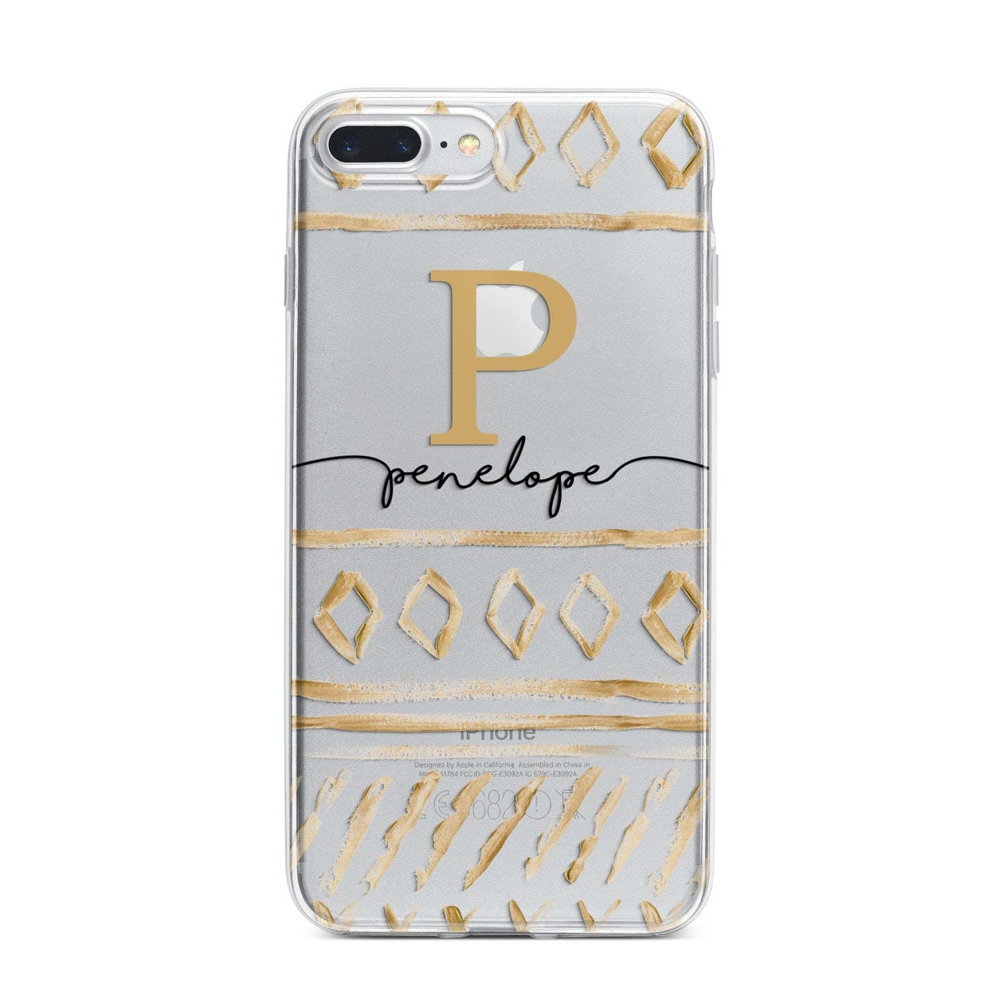 Personalised Aztec Gold iPhone 7 Plus Bumper Case on Silver iPhone