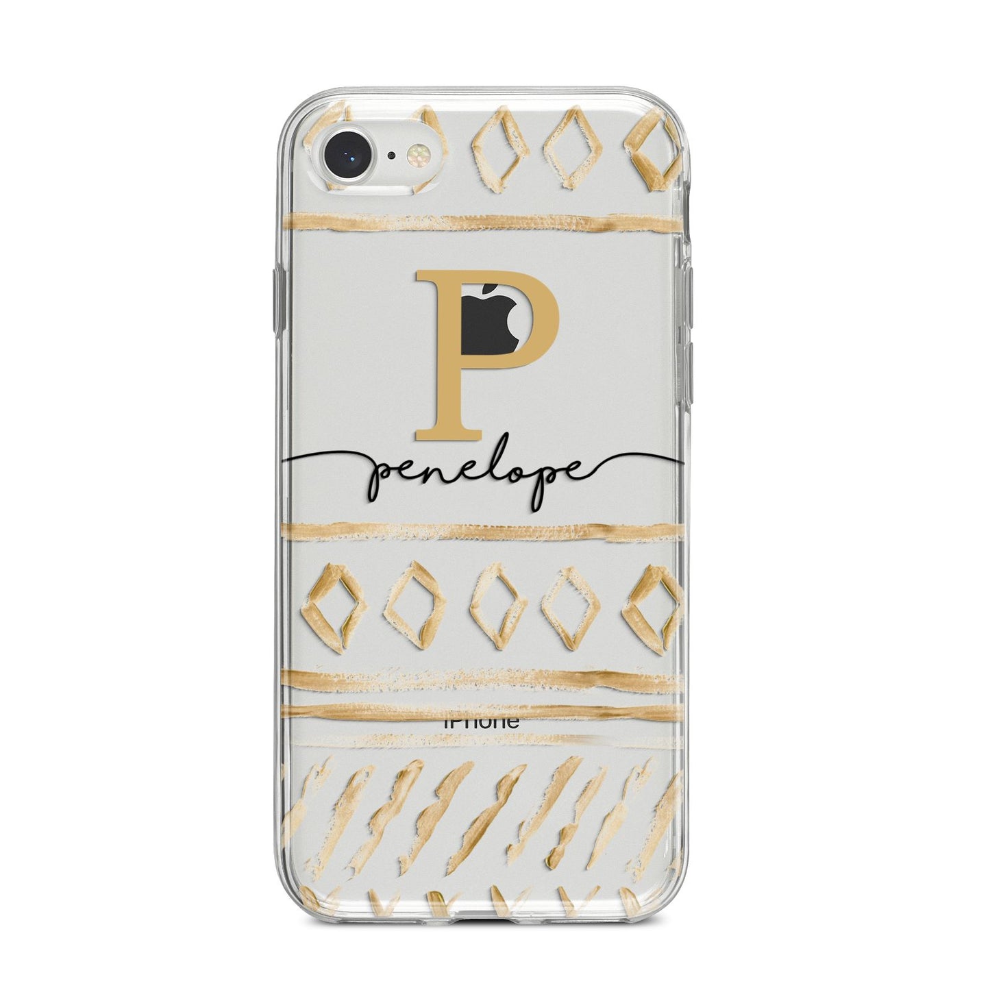 Personalised Aztec Gold iPhone 8 Bumper Case on Silver iPhone