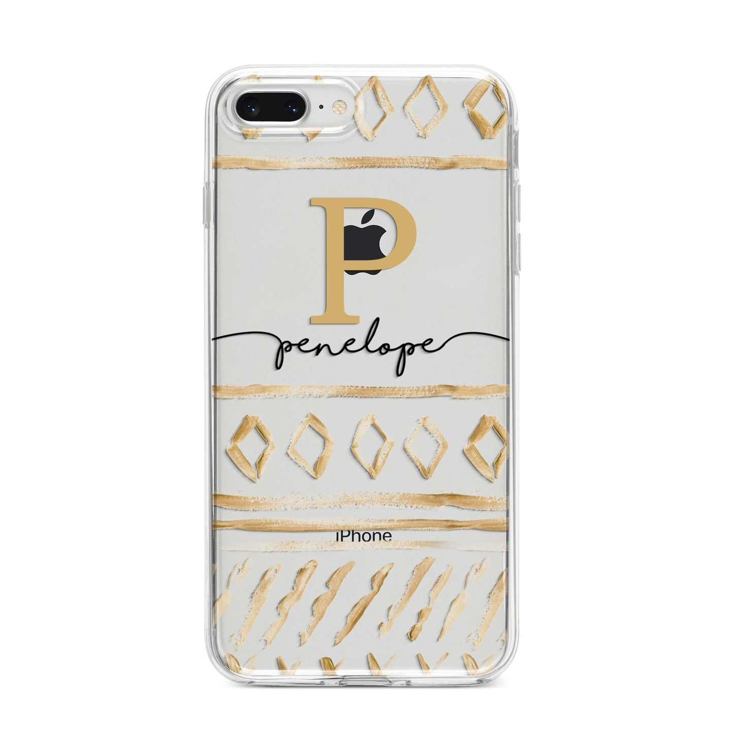 Personalised Aztec Gold iPhone 8 Plus Bumper Case on Silver iPhone