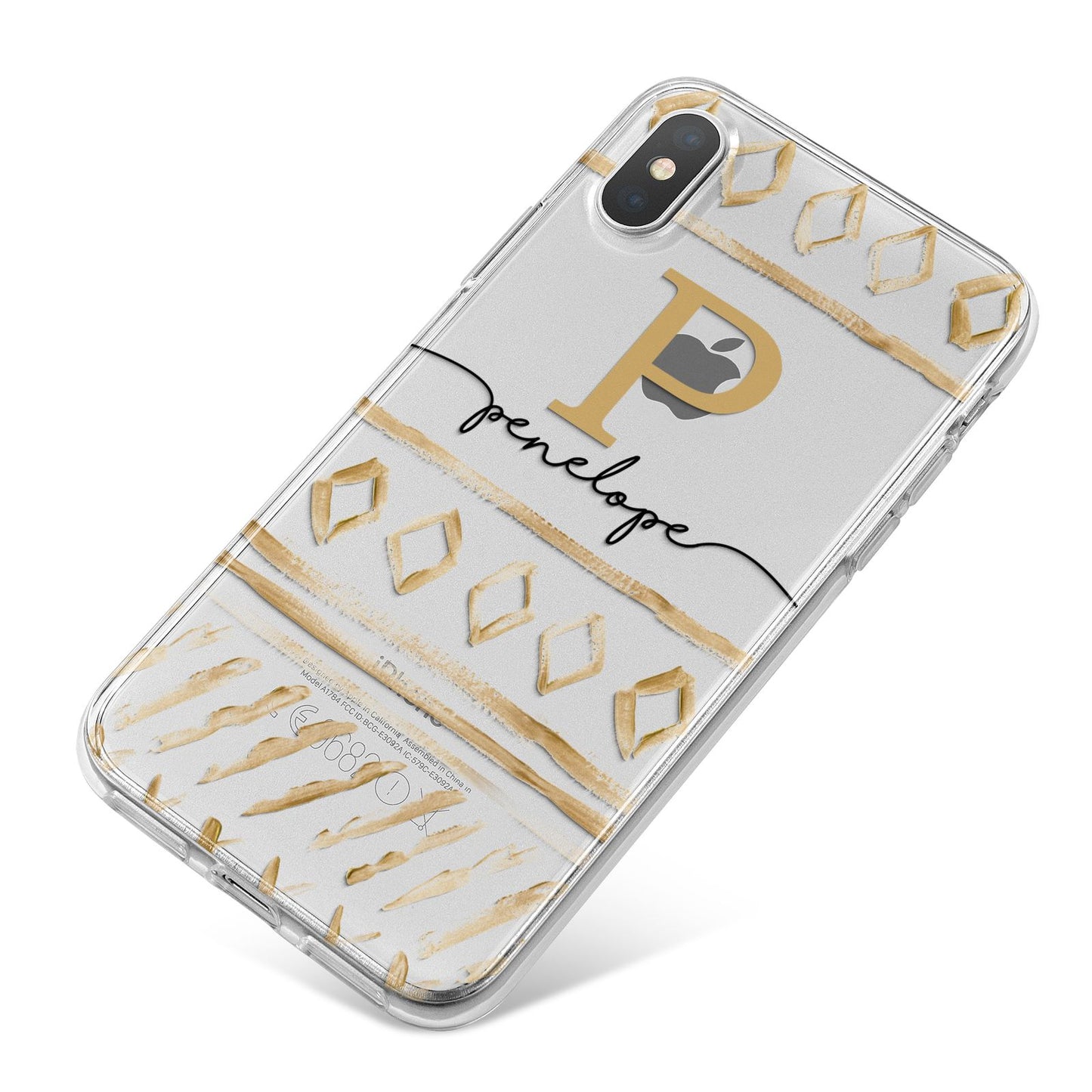 Personalised Aztec Gold iPhone X Bumper Case on Silver iPhone