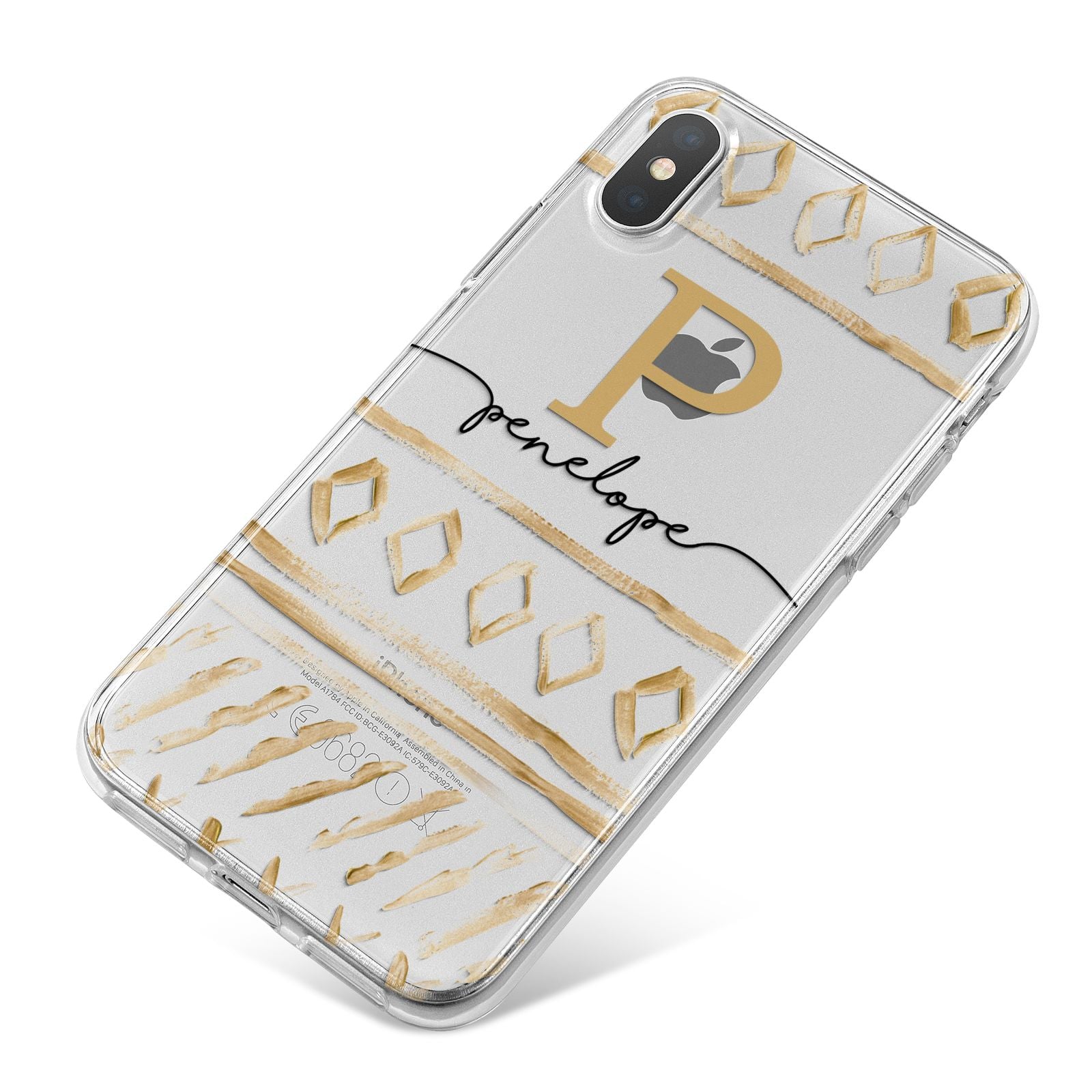 Personalised Aztec Gold iPhone X Bumper Case on Silver iPhone