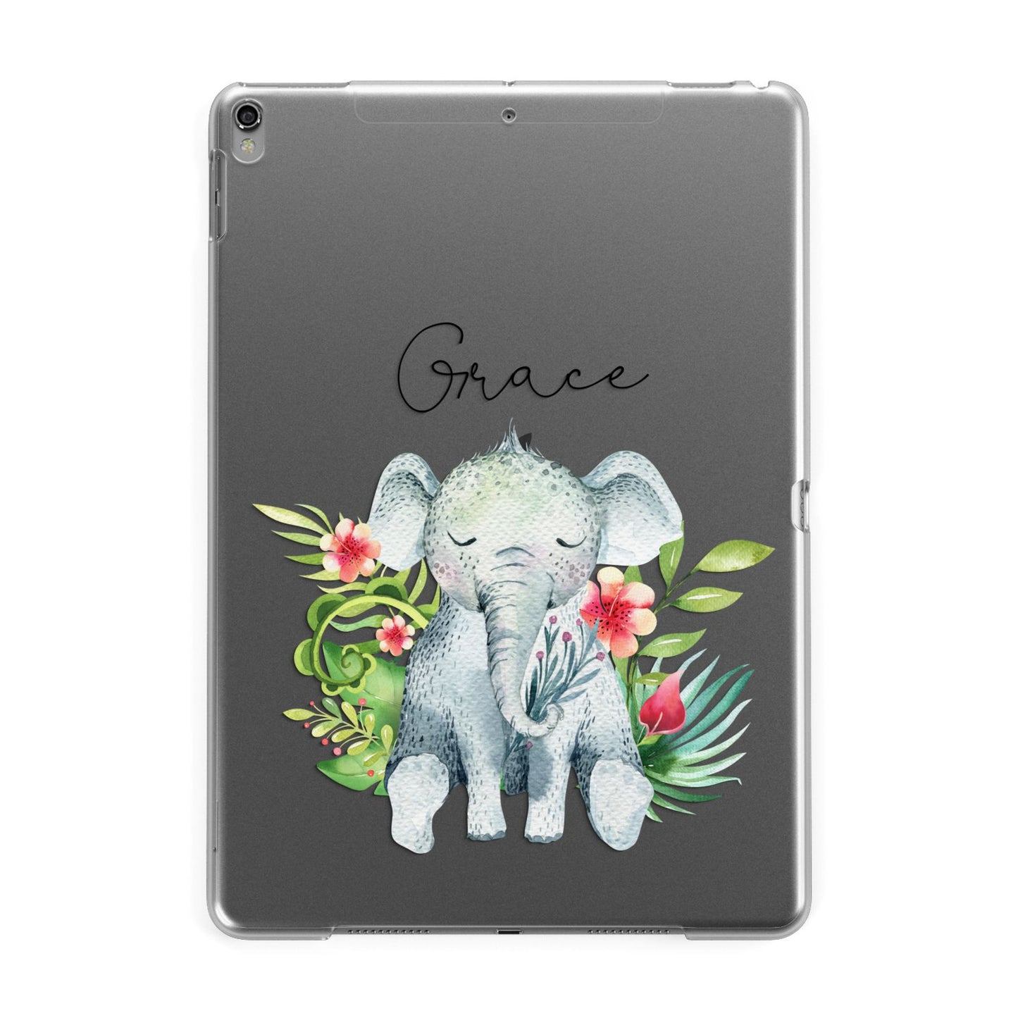 Personalised Baby Elephant Apple iPad Grey Case