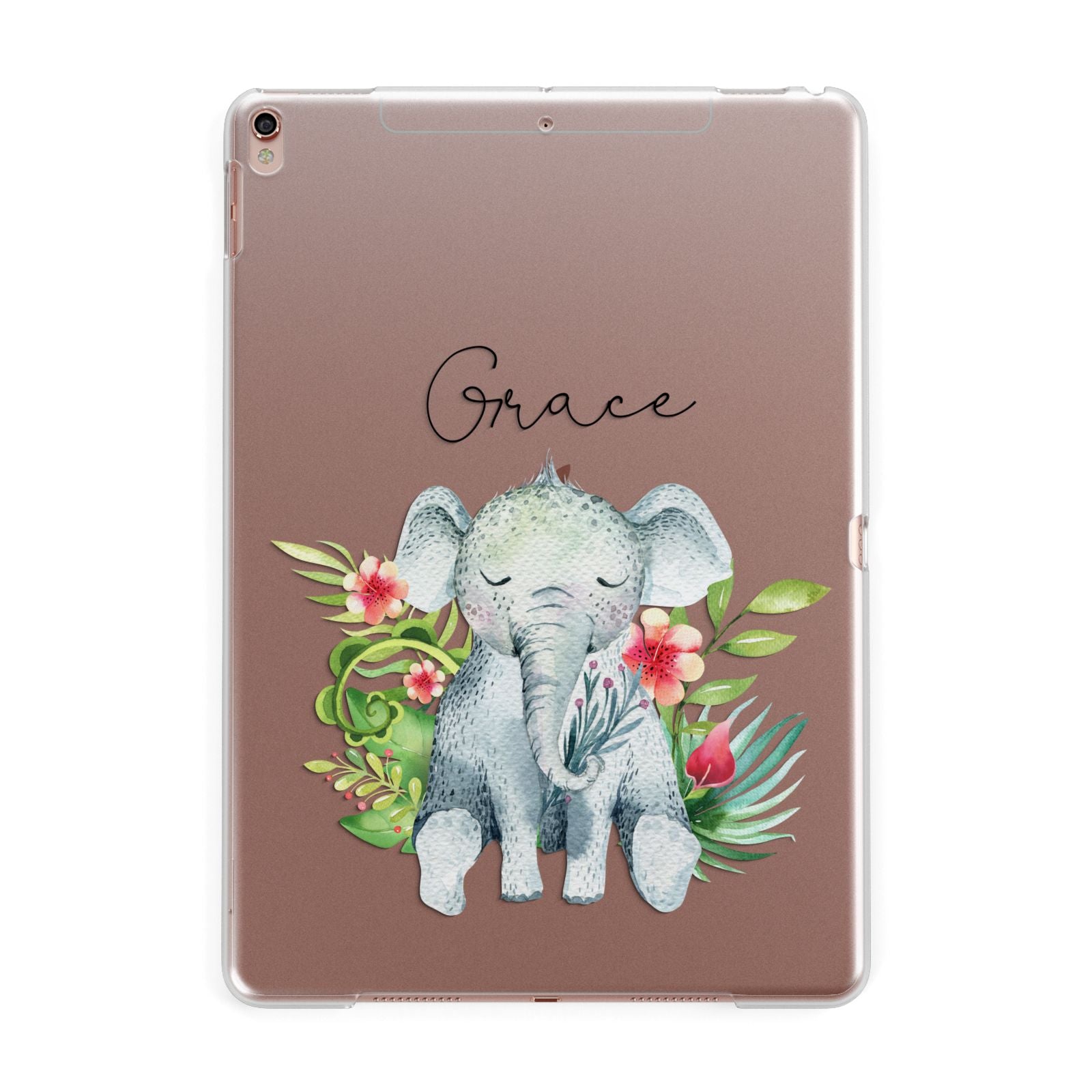 Personalised Baby Elephant Apple iPad Rose Gold Case