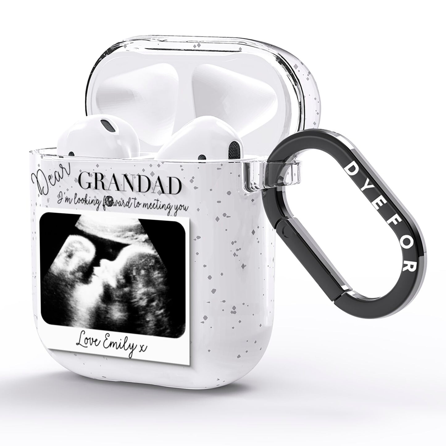 Personalised Baby Scan Photo Upload AirPods Glitter Case Side Image