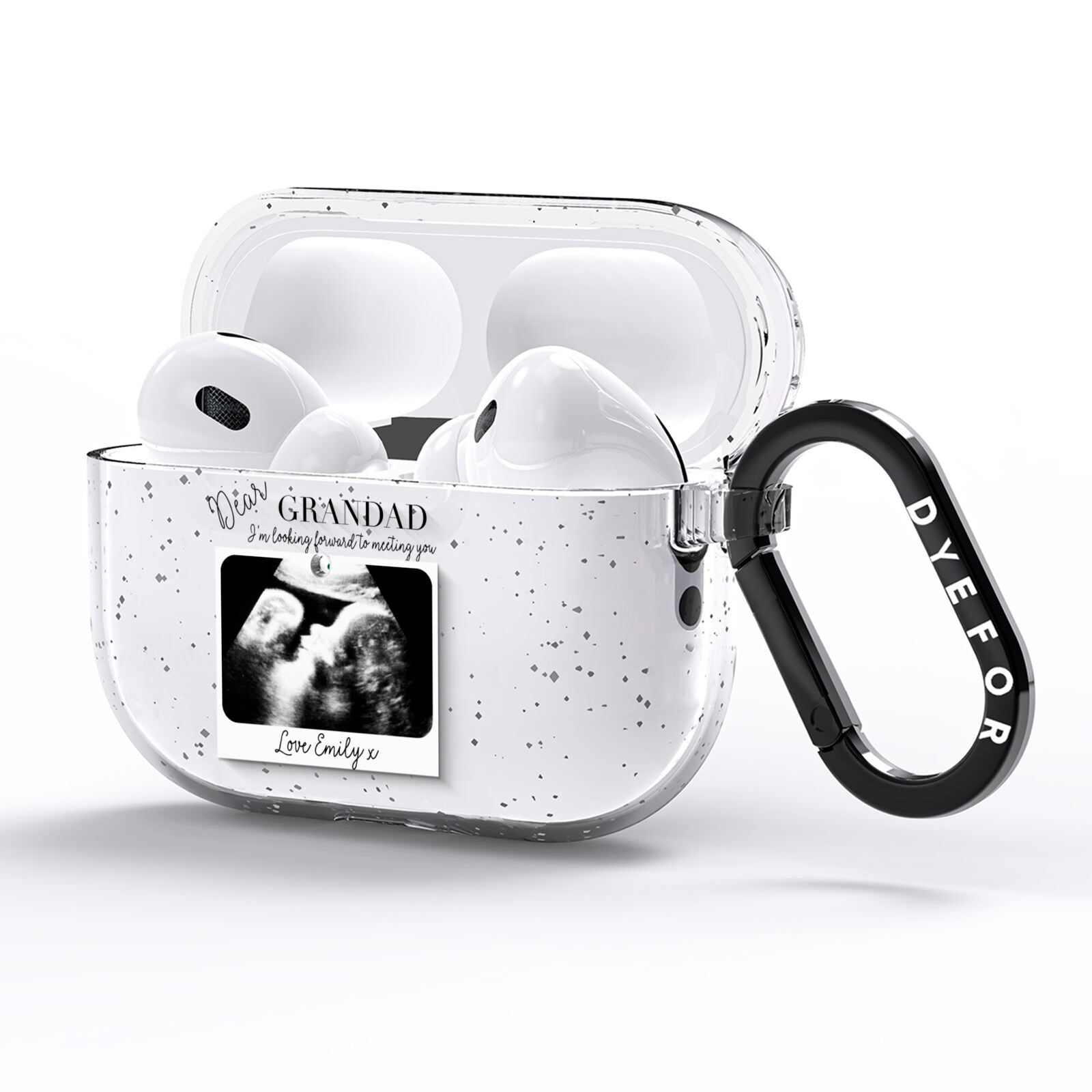 Personalised Baby Scan Photo Upload AirPods Pro Glitter Case Side Image