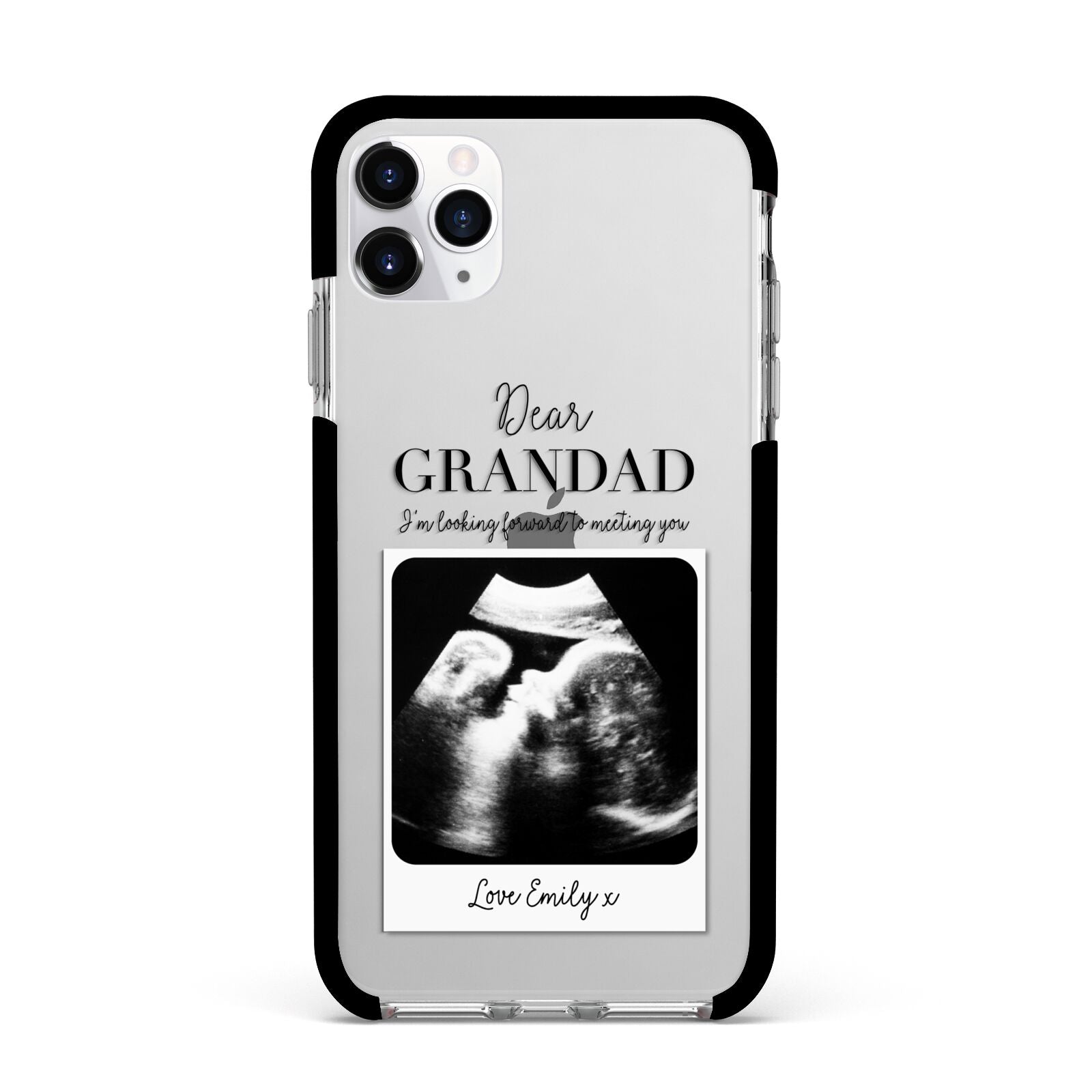 Personalised Baby Scan Photo Upload Apple iPhone 11 Pro Max in Silver with Black Impact Case