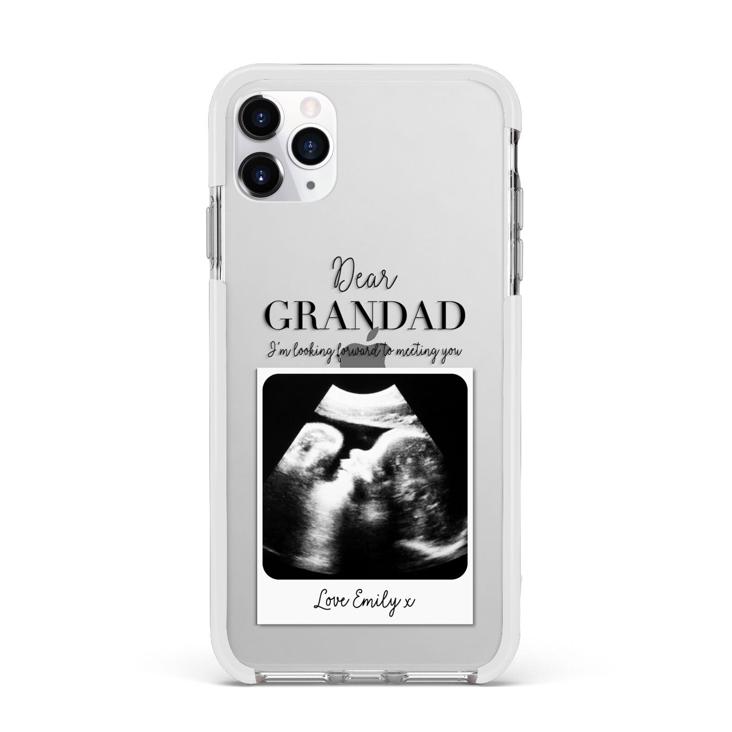 Personalised Baby Scan Photo Upload Apple iPhone 11 Pro Max in Silver with White Impact Case