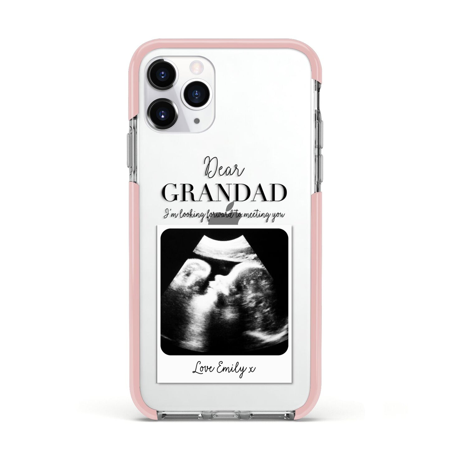 Personalised Baby Scan Photo Upload Apple iPhone 11 Pro in Silver with Pink Impact Case