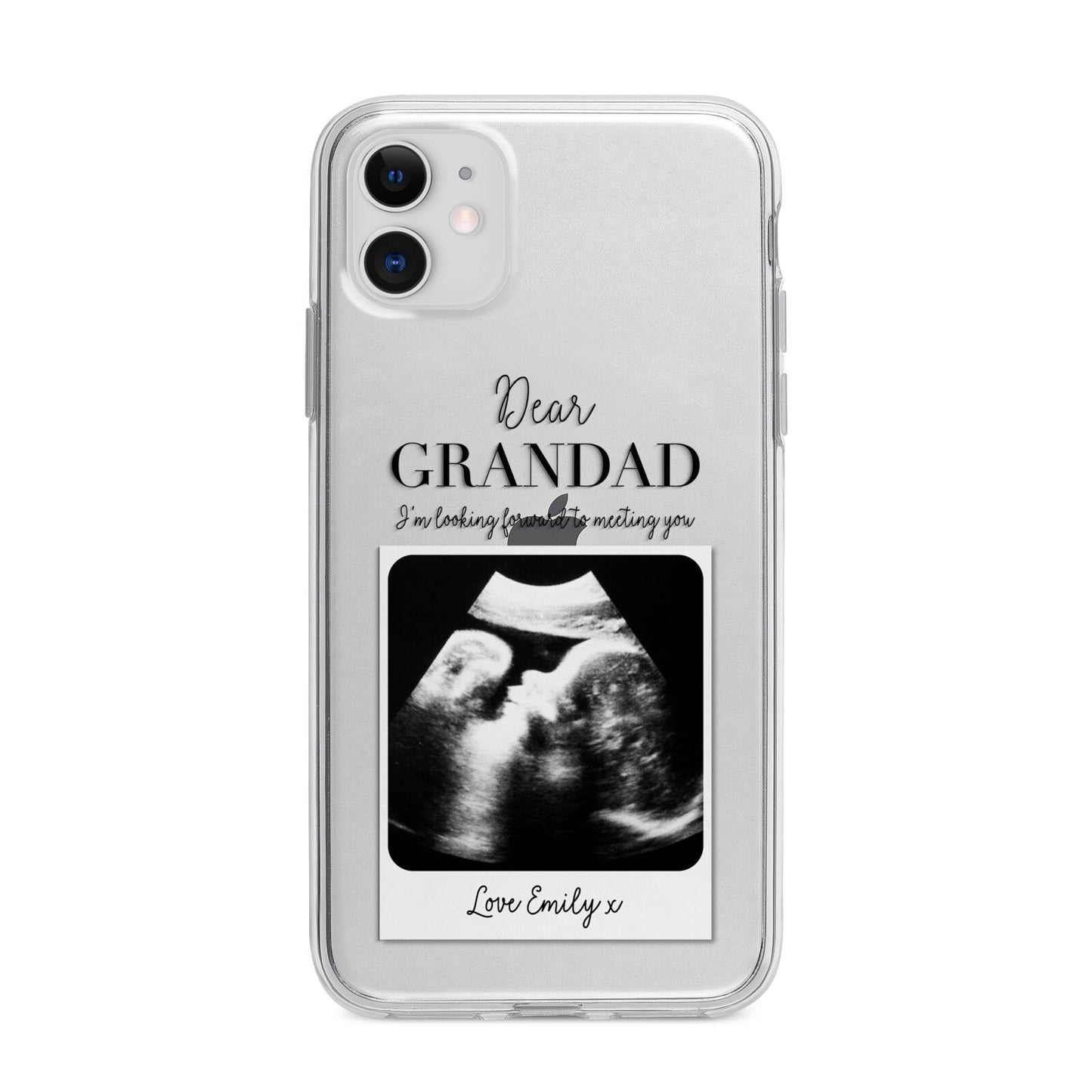 Personalised Baby Scan Photo Upload Apple iPhone 11 in White with Bumper Case