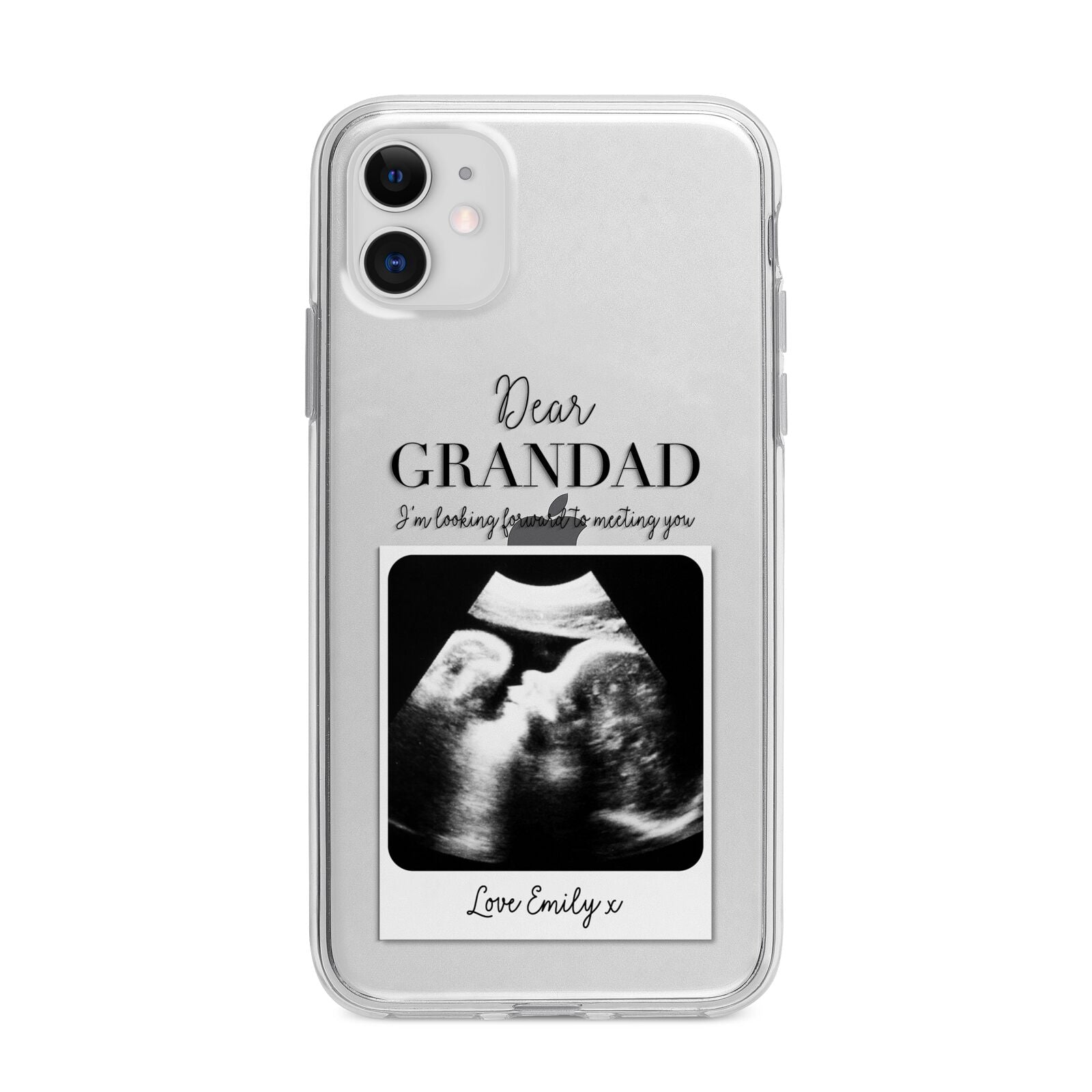 Personalised Baby Scan Photo Upload Apple iPhone 11 in White with Bumper Case