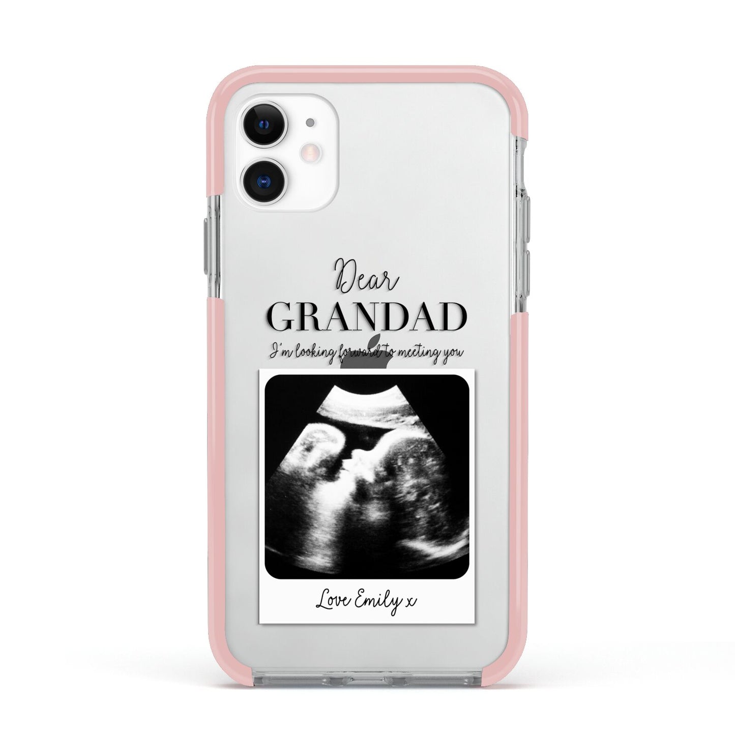 Personalised Baby Scan Photo Upload Apple iPhone 11 in White with Pink Impact Case